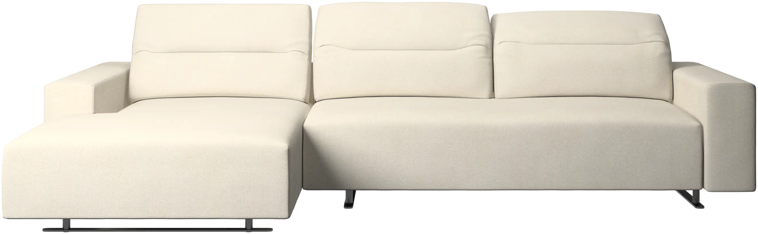 Hampton sofa with adjustable back, resting unit and storage left side