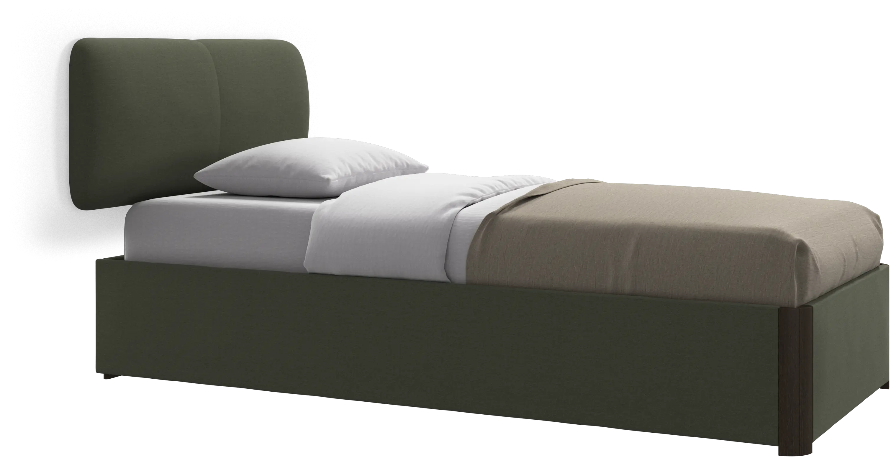 Element bed, wall-mounted headboard, with slats and storage solution, excl. mattress