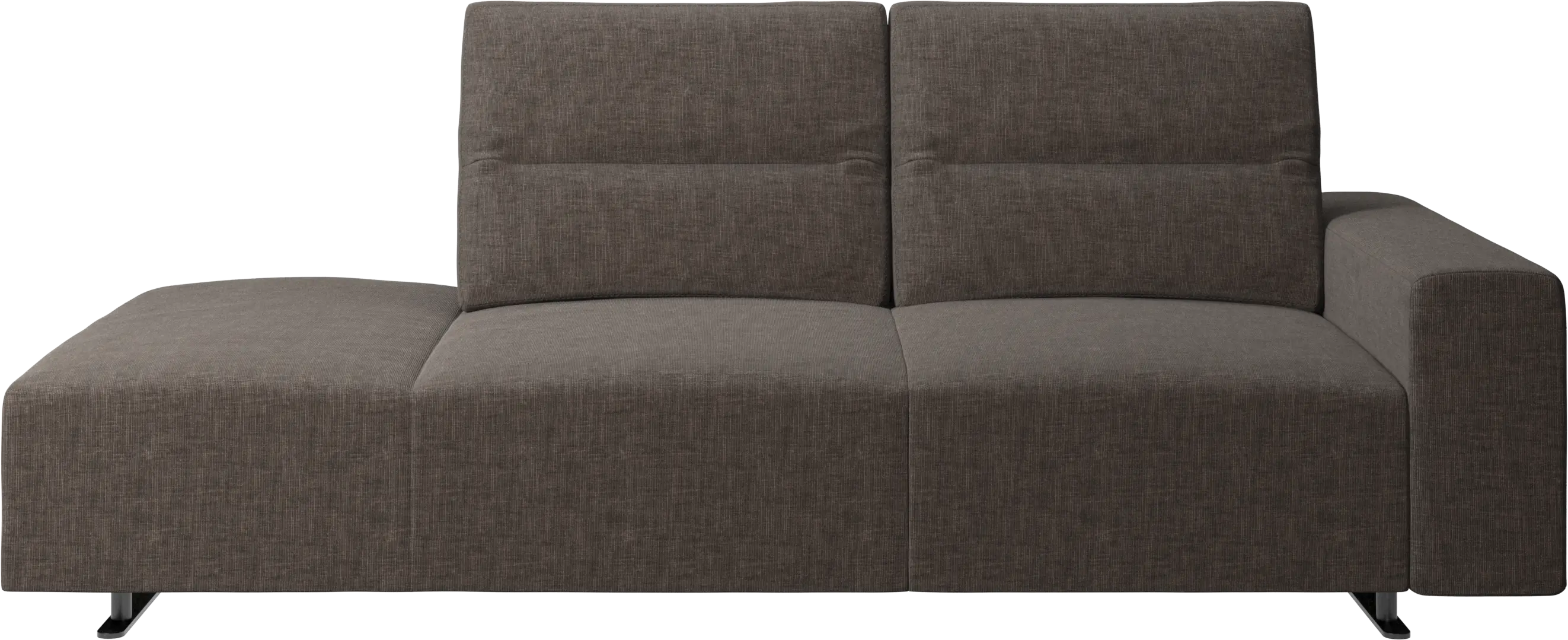 Hampton sofa with adjustable back and lounging unit left side, armrest right