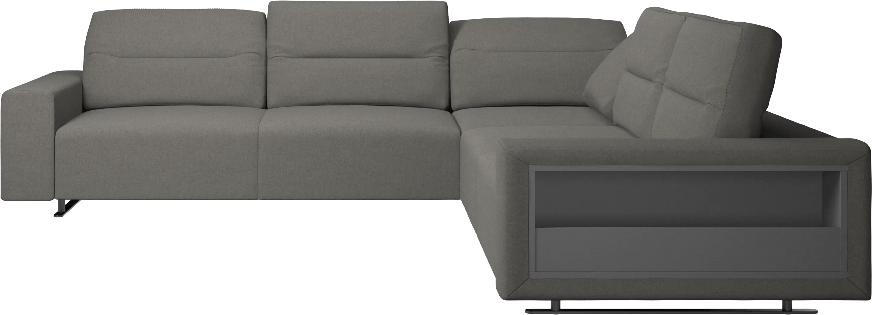 Hampton corner sofa with adjustable back and storage on right side