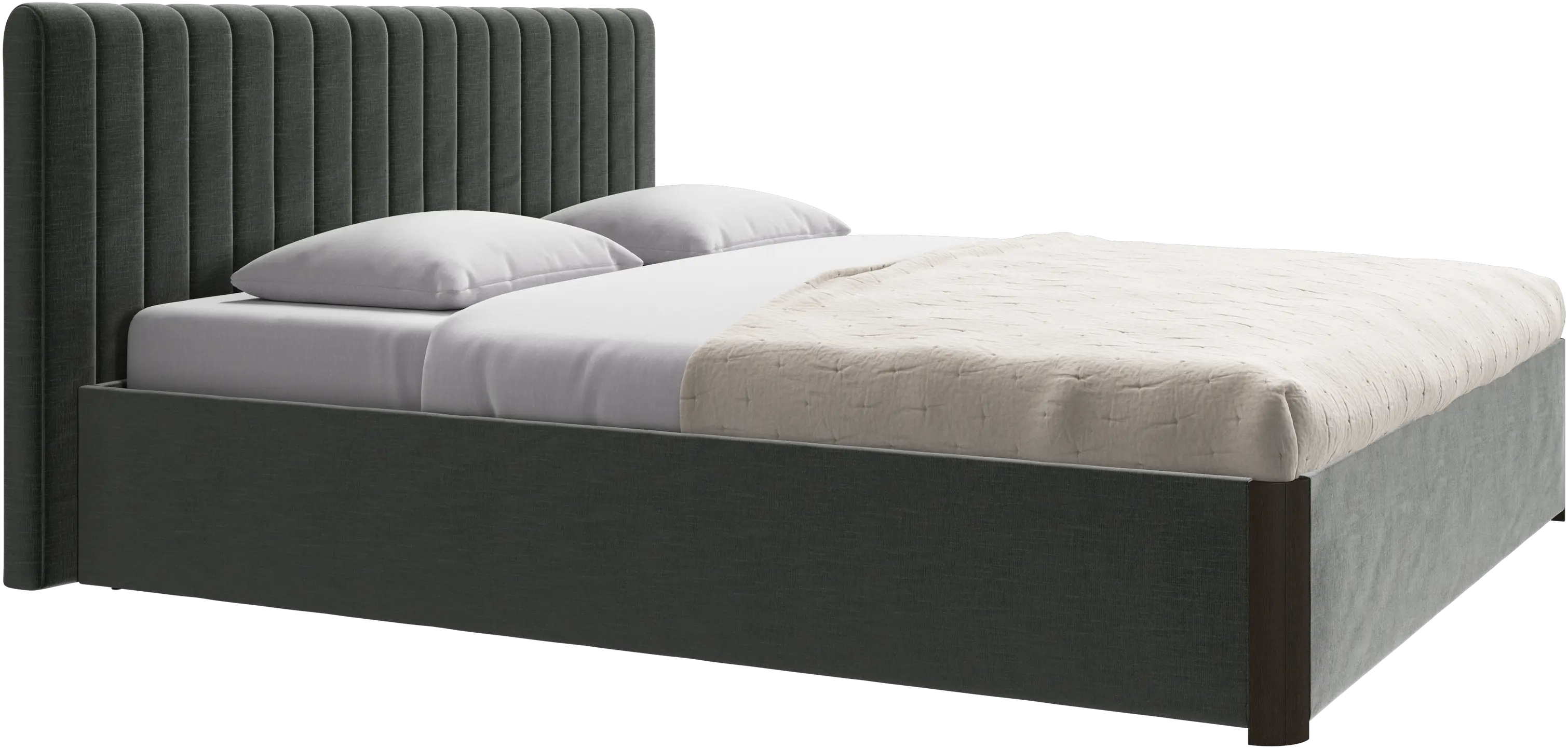 Element bed, bed-mounted headboard, with slats and storage solution, excl. mattress