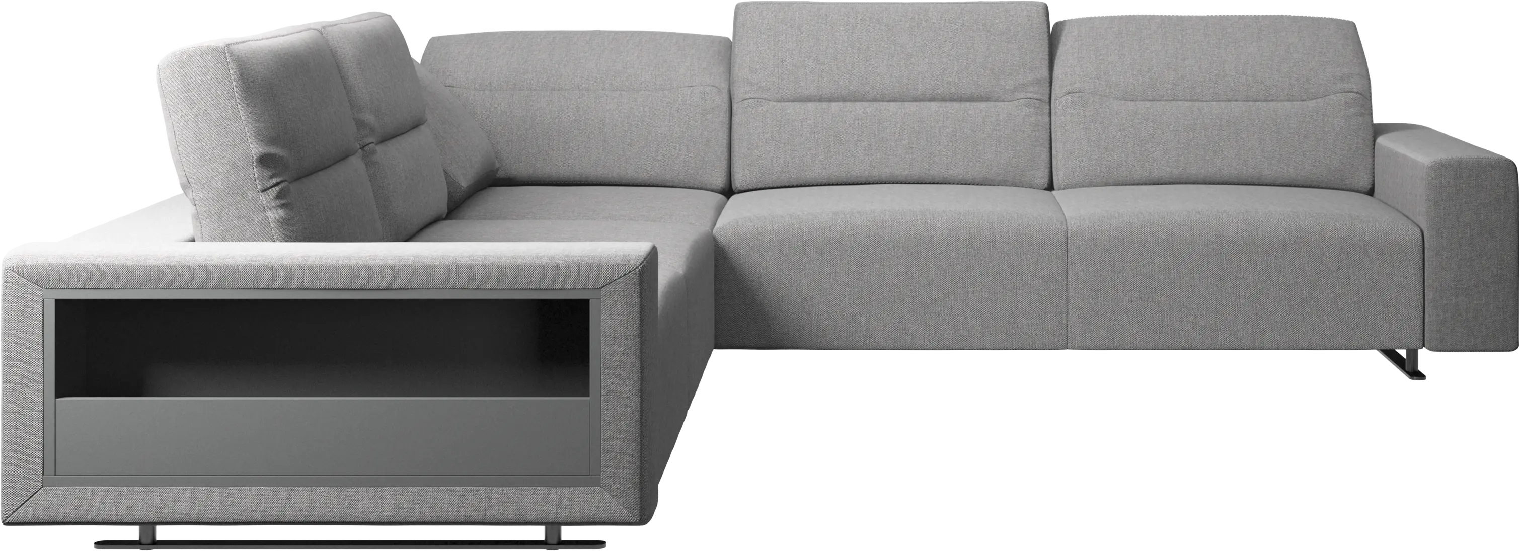 Hampton corner sofa with adjustable back and storage on left side