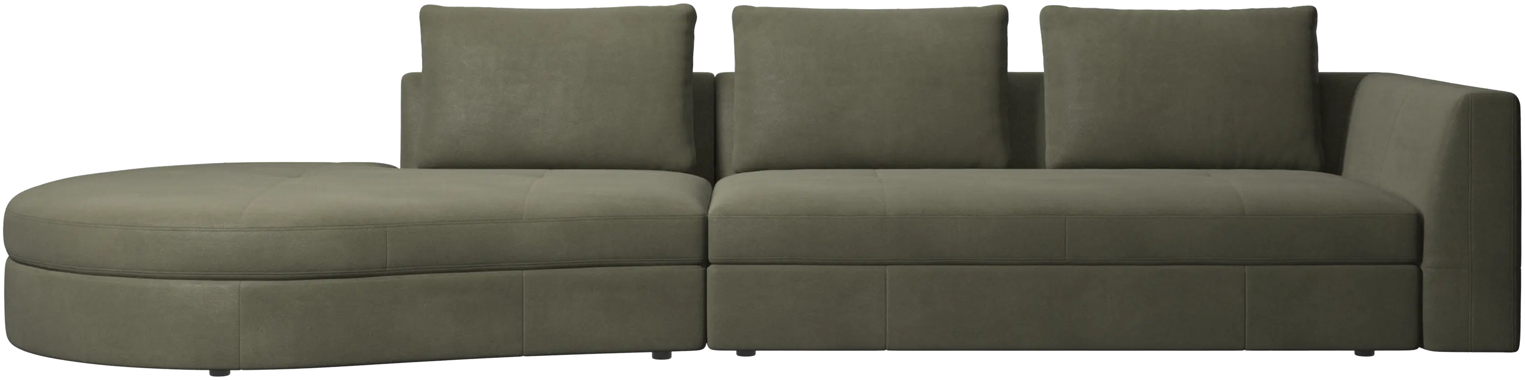 Bergamo sofa with round lounging unit, left