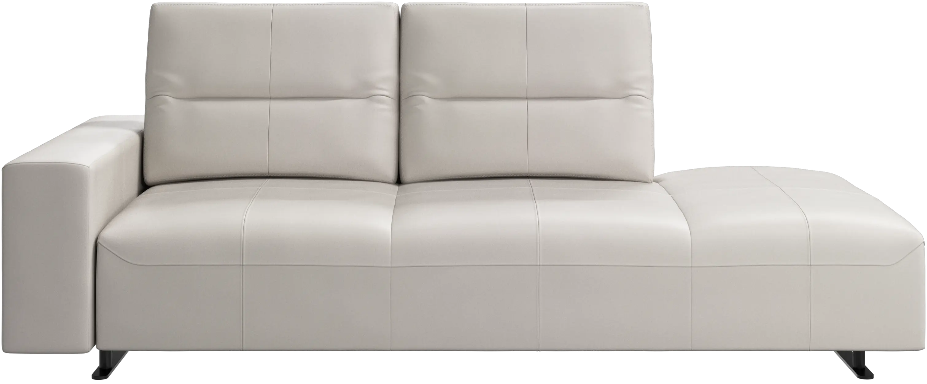 Hampton sofa with adjustable back and lounging unit right side, armrest left