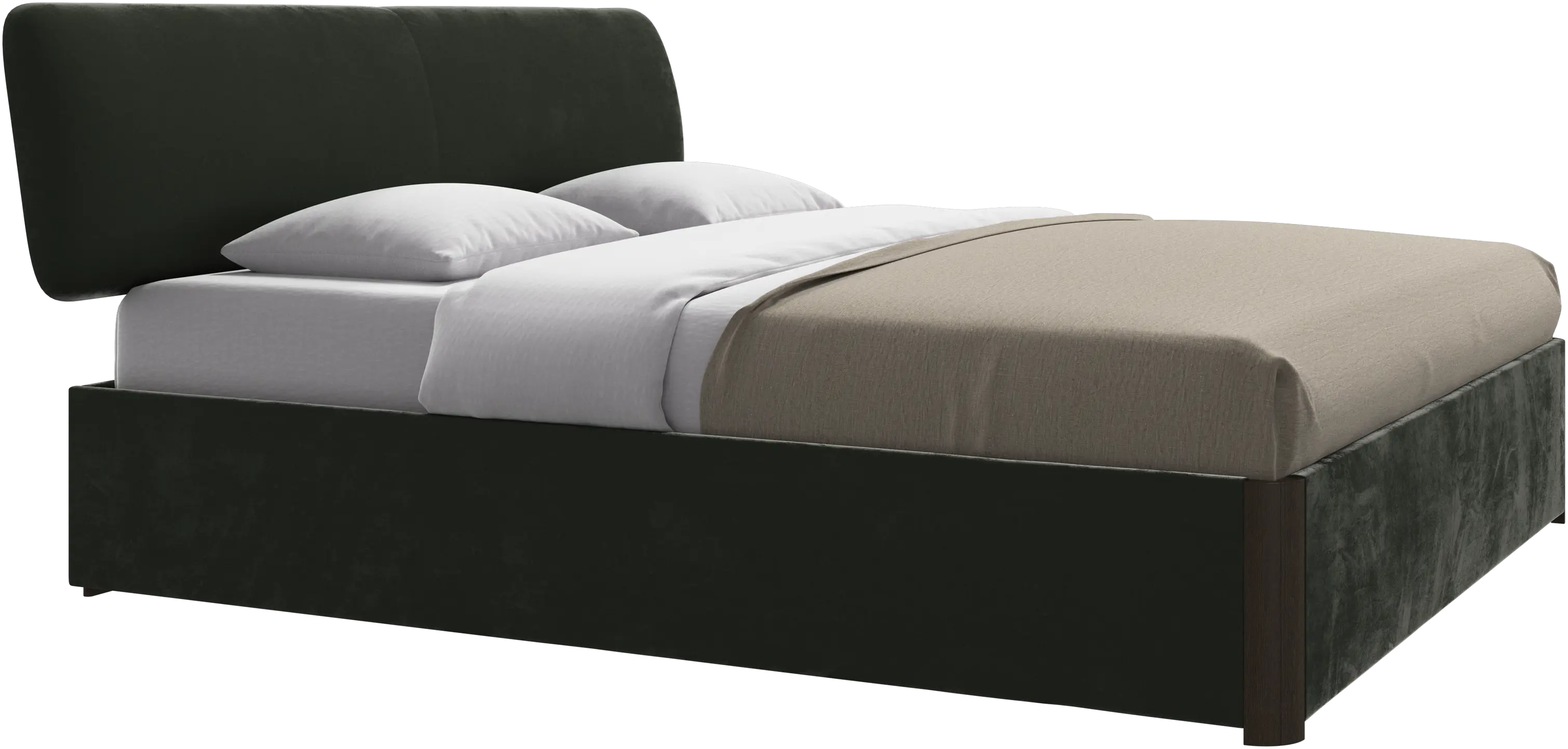Element cama, cabecero montado en la cama, con láminas y solución de almacenamiento, excl. colchón