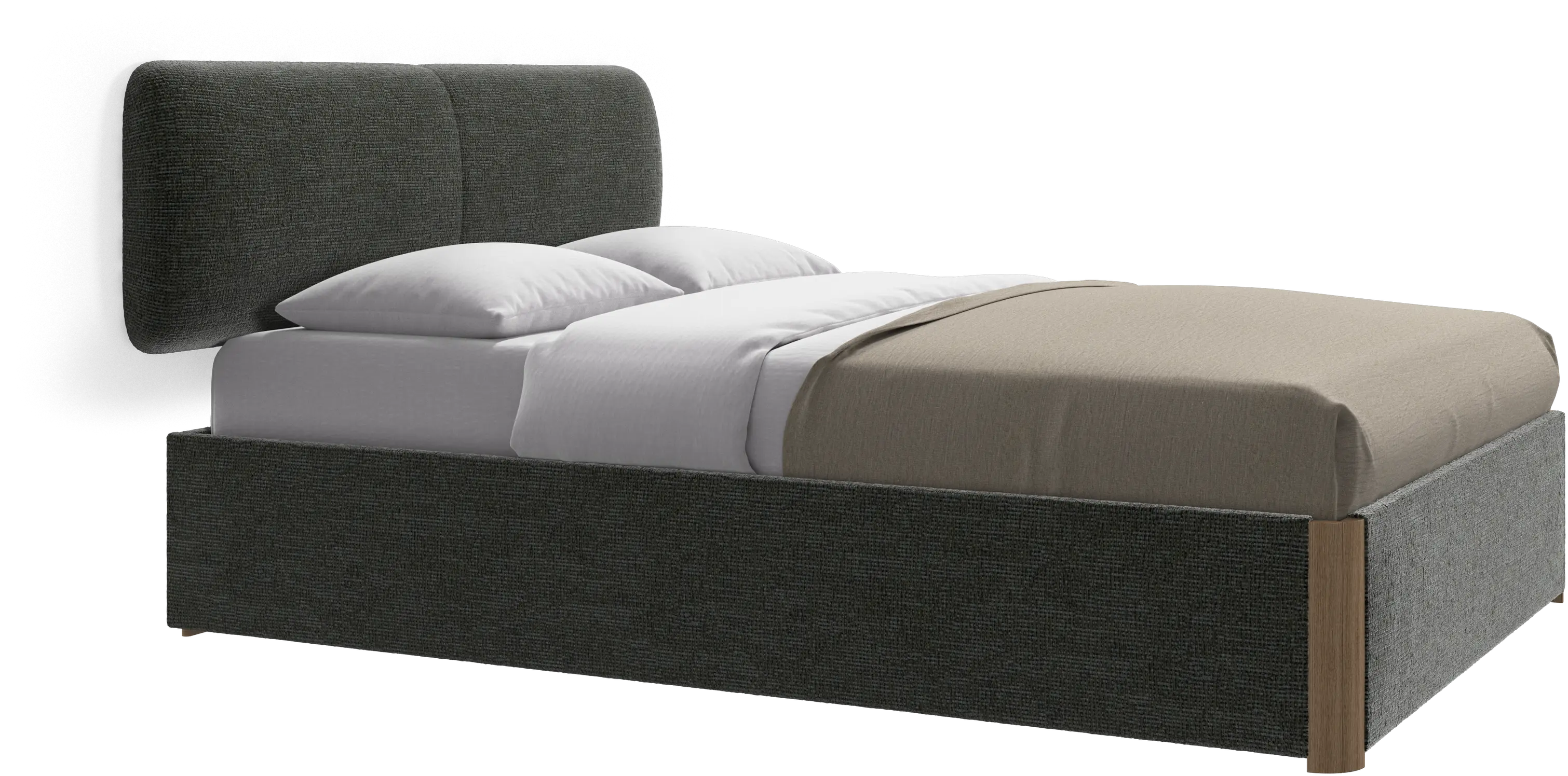 Element bed, wall-mounted headboard, with slats and storage solution, excl. mattress