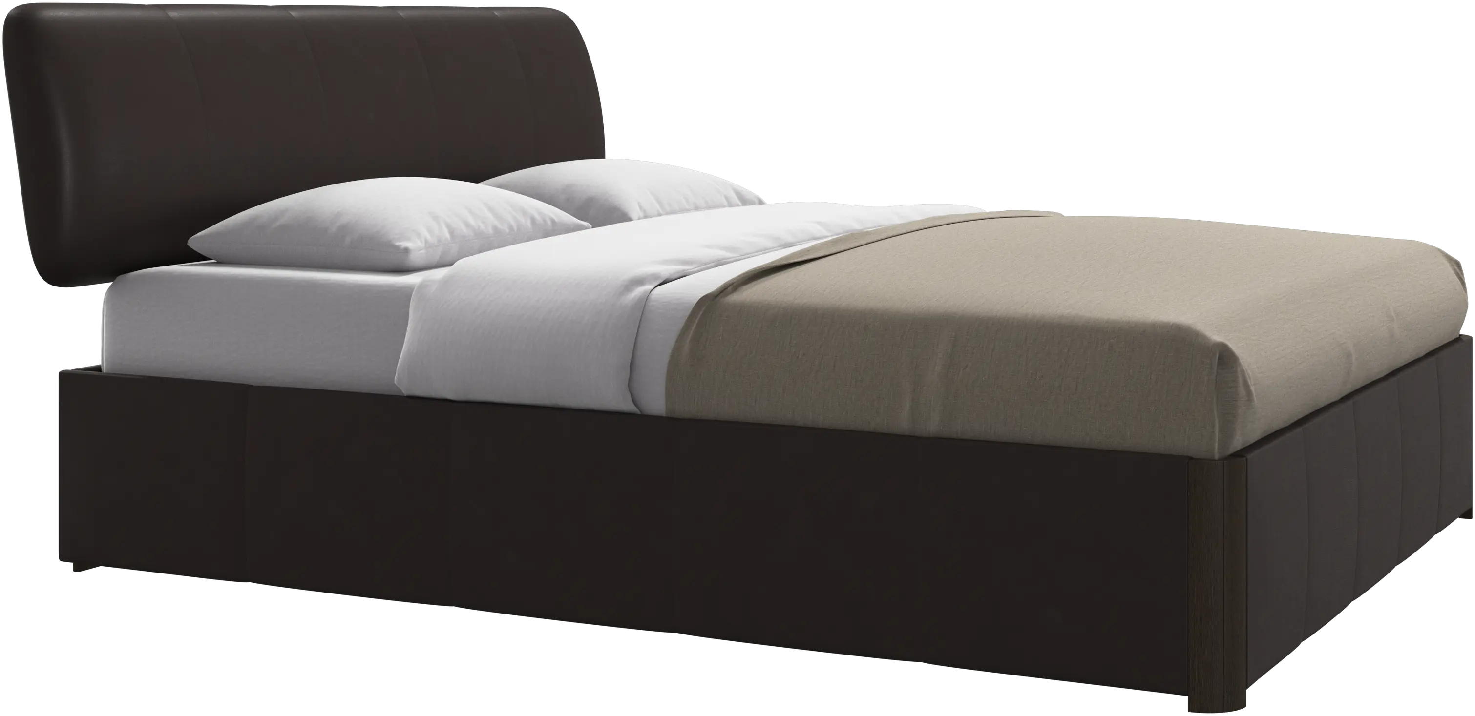 Element lit, tête de lit fixée au lit, avec lattes et solution de stockage, excl. matelas