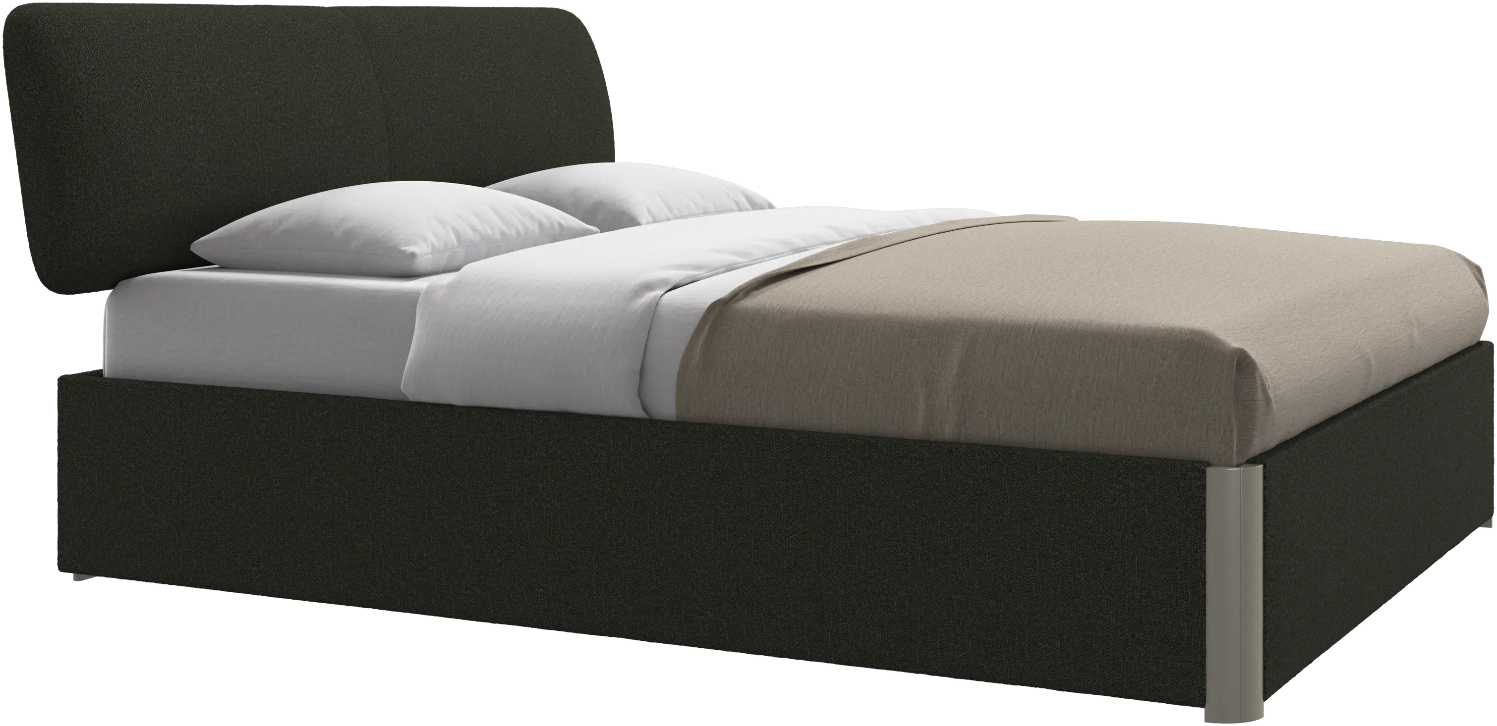 Element lit, tête de lit fixée au lit, avec lattes et solution de stockage, excl. matelas
