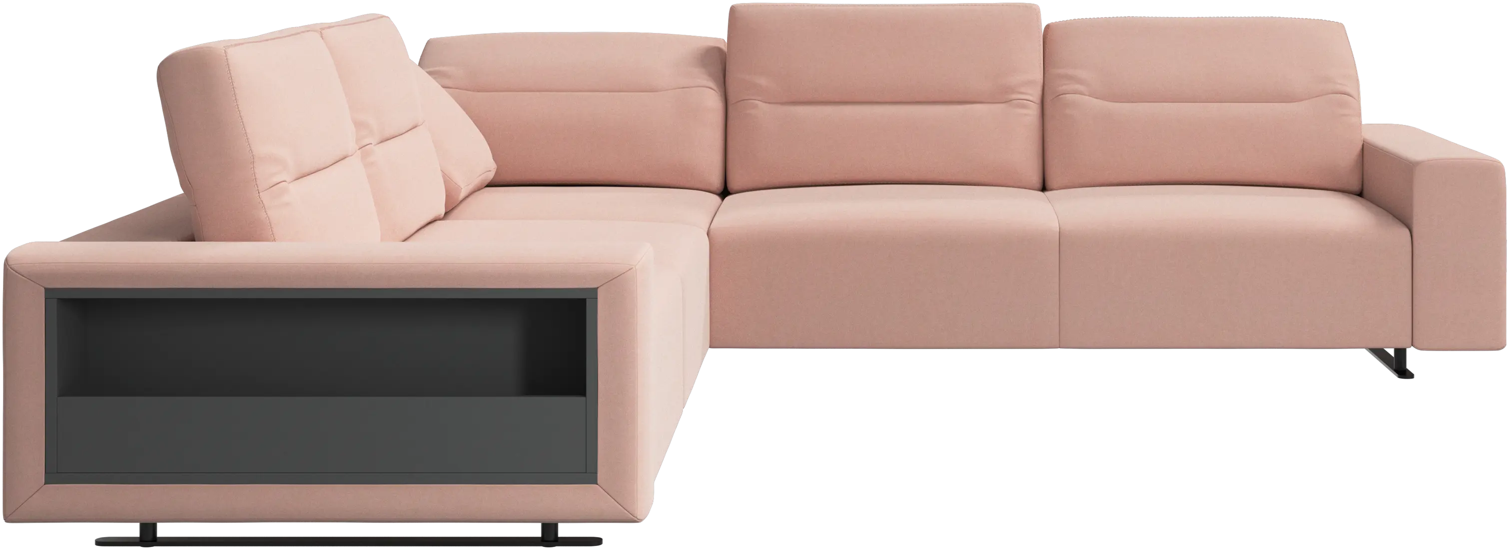Hampton corner sofa with adjustable back and storage on left side