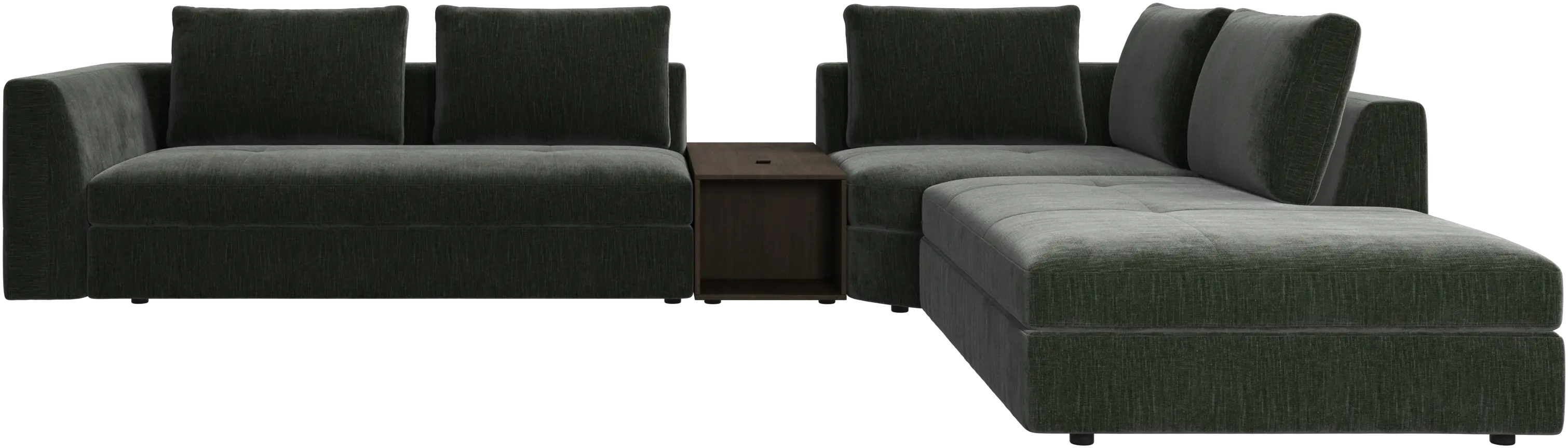 Bergamo corner sofa with lounging unit and footstool w/storage