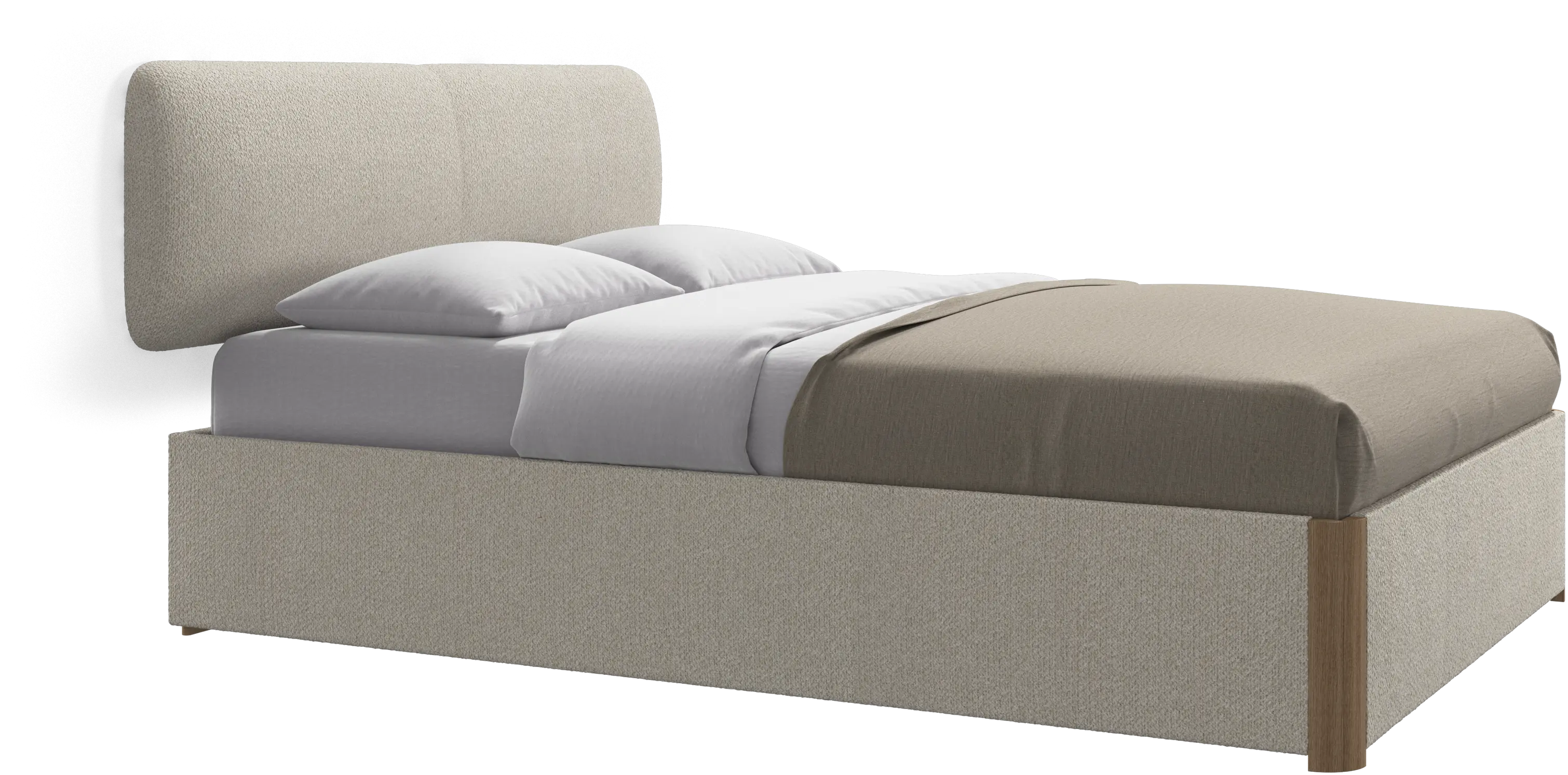 Element cama, cabecero montado en la pared, con láminas y solución de almacenamiento, excl. colchón