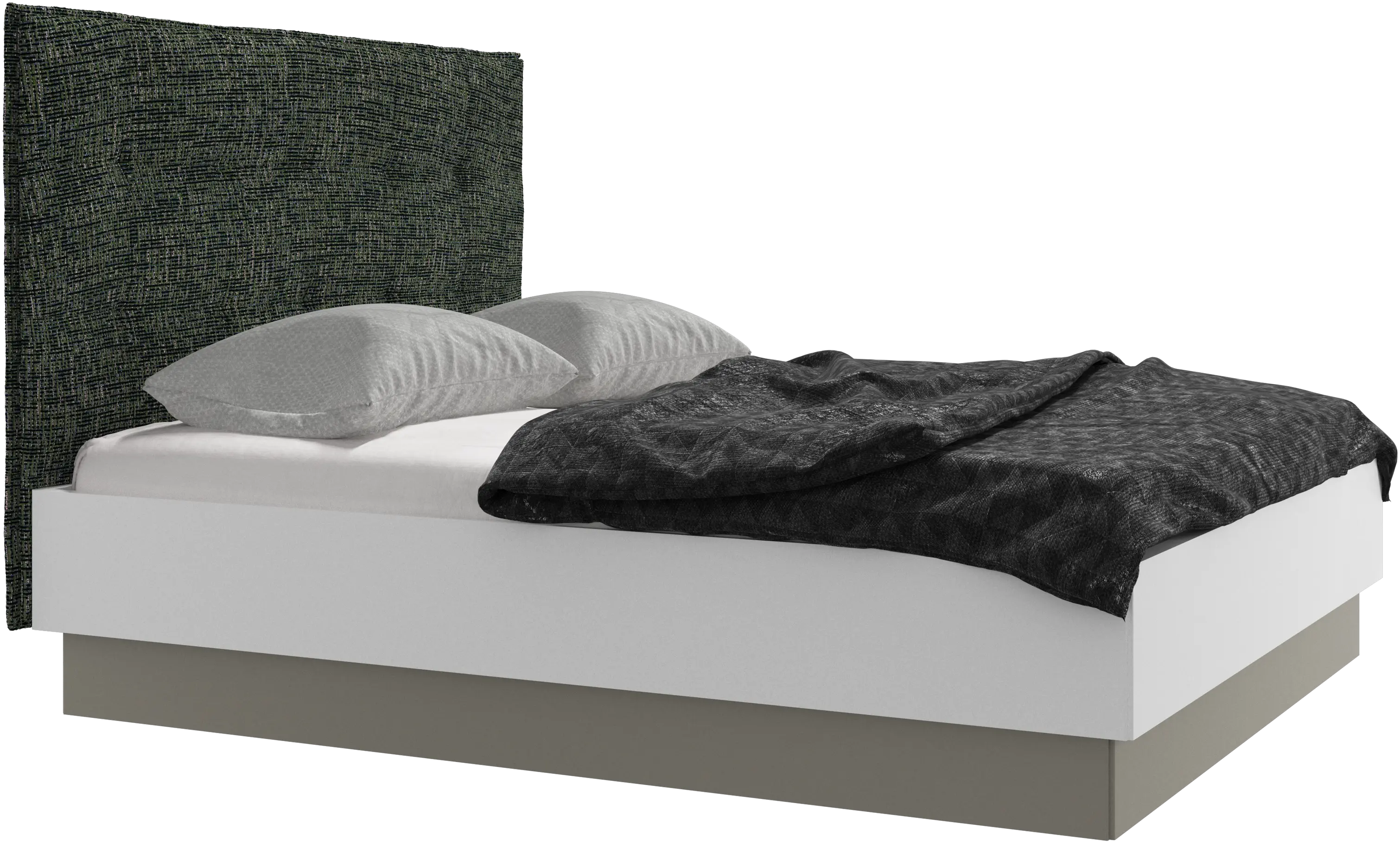 Lit Lugano avec rangement intégré, sommier inclus, hors matelas
