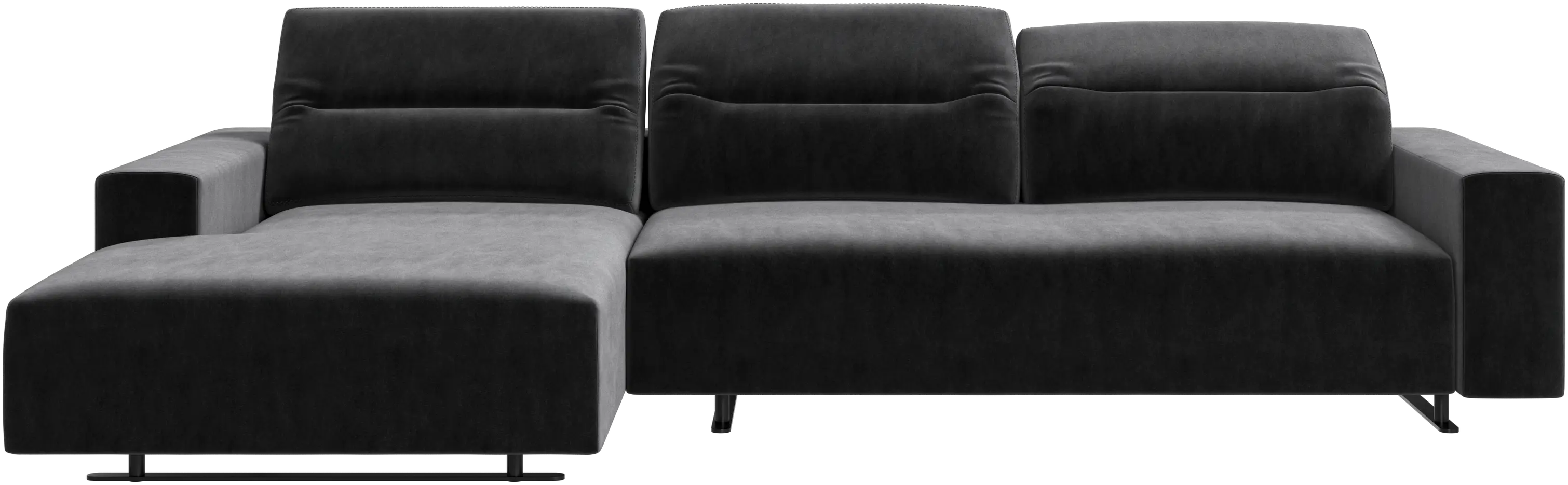 Hampton sofa with adjustable back and resting unit left side, storage right side