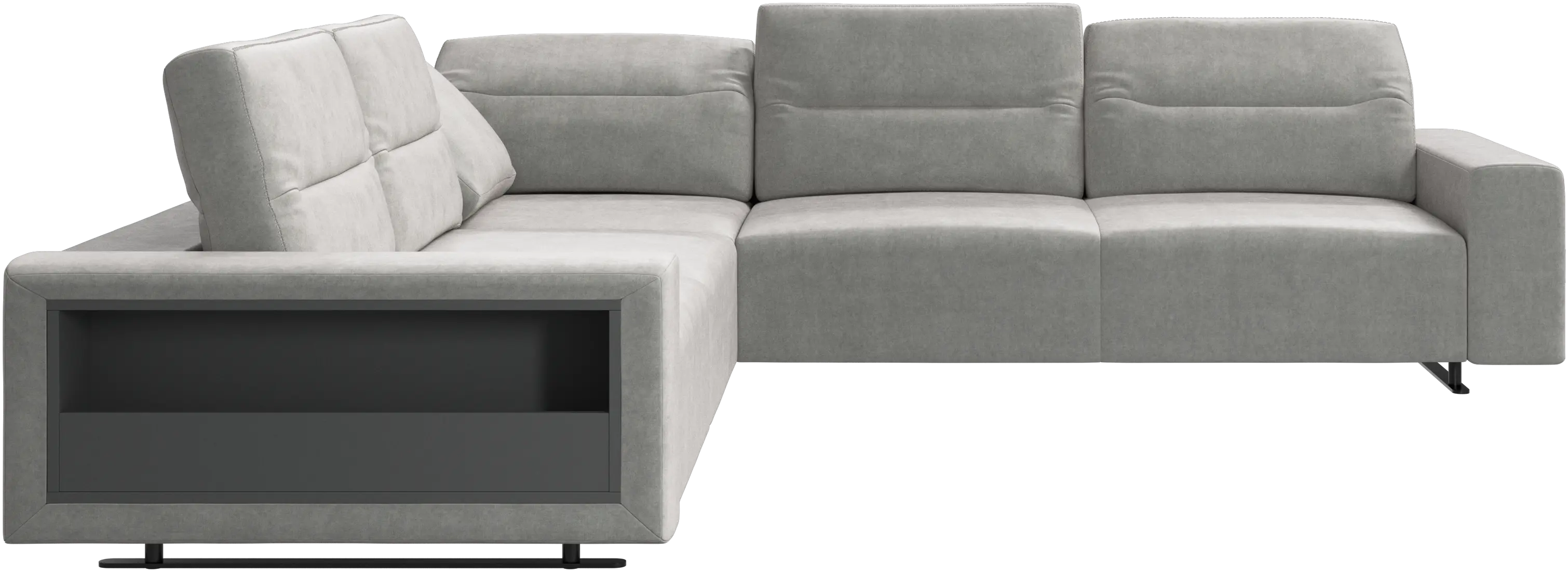 Hampton corner sofa with adjustable back and storage on left side