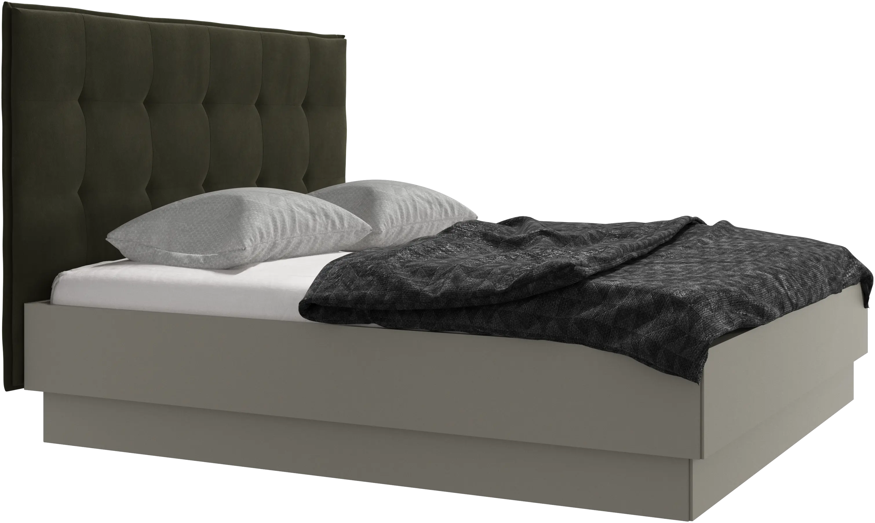 Lit Lugano avec rangement intégré, sommier inclus, hors matelas