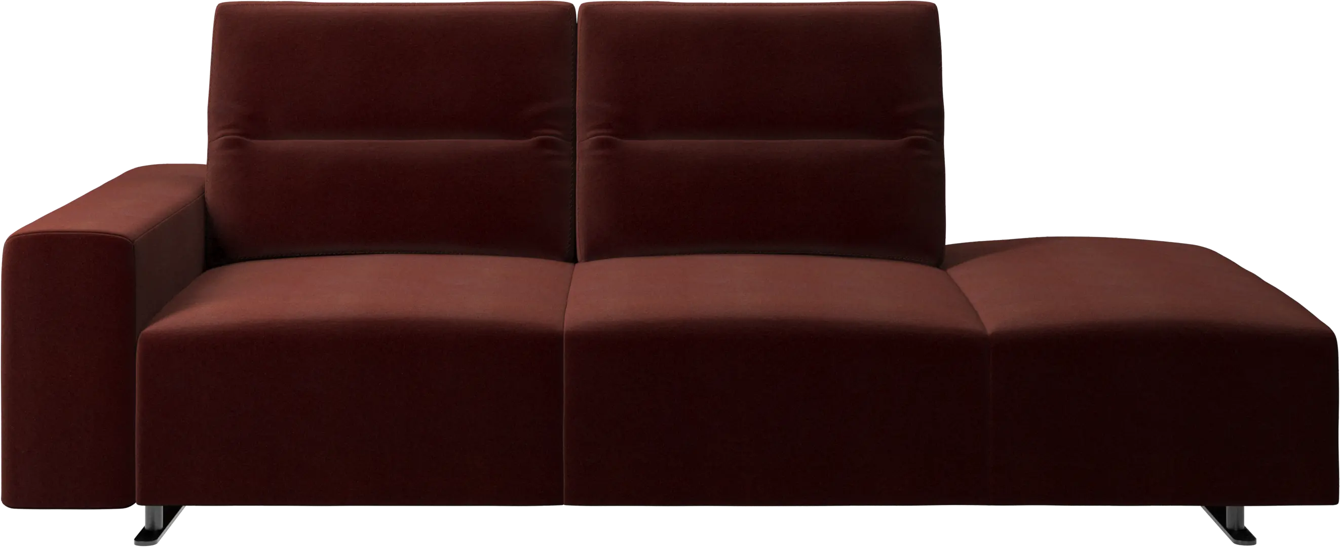 Hampton sofa with adjustable back and lounging unit right side, armrest left