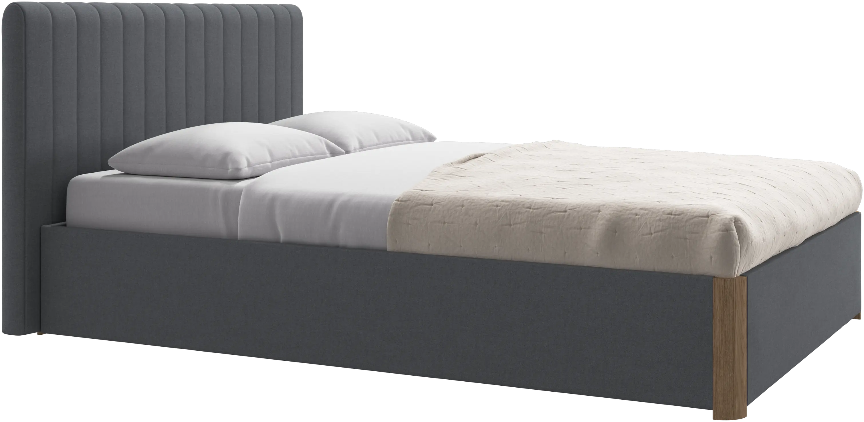 Element cama, cabecero montado en la cama, con láminas y solución de almacenamiento, excl. colchón