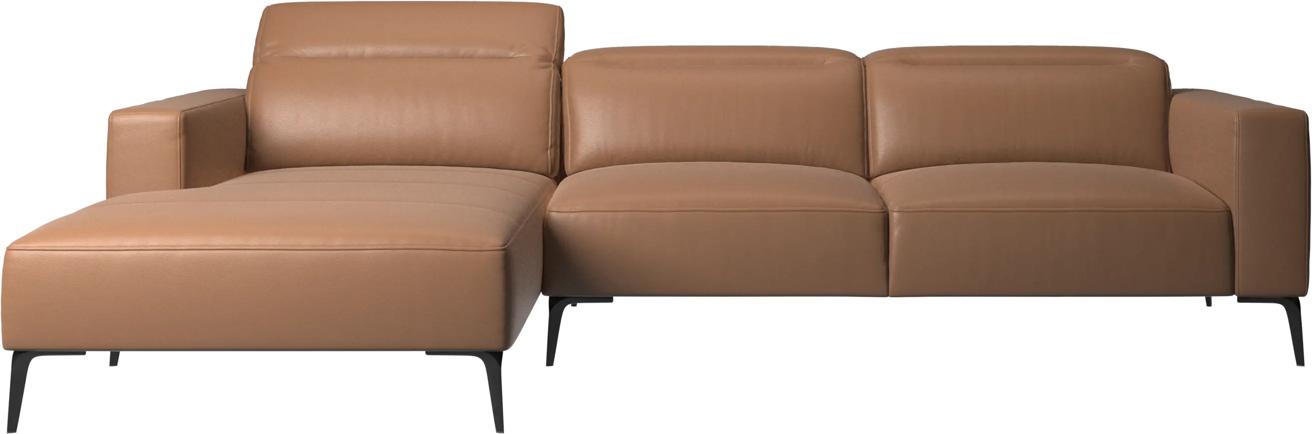 [Zürich - AC00] Zürich sofa with resting unit, caramel Salto leather 0969/matt black structure lacquered