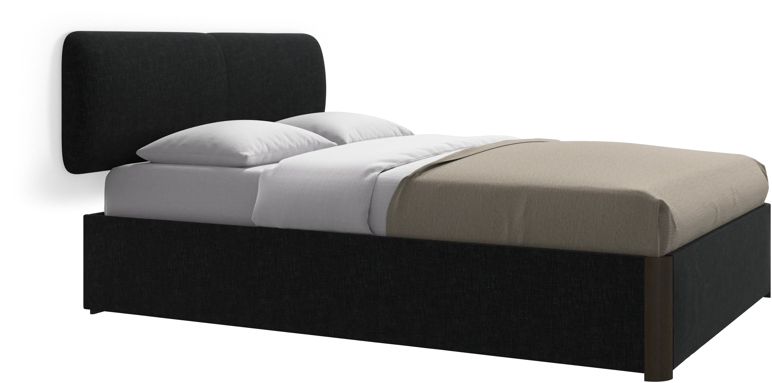 Element bed, wall-mounted headboard, with slats and storage solution, excl. mattress