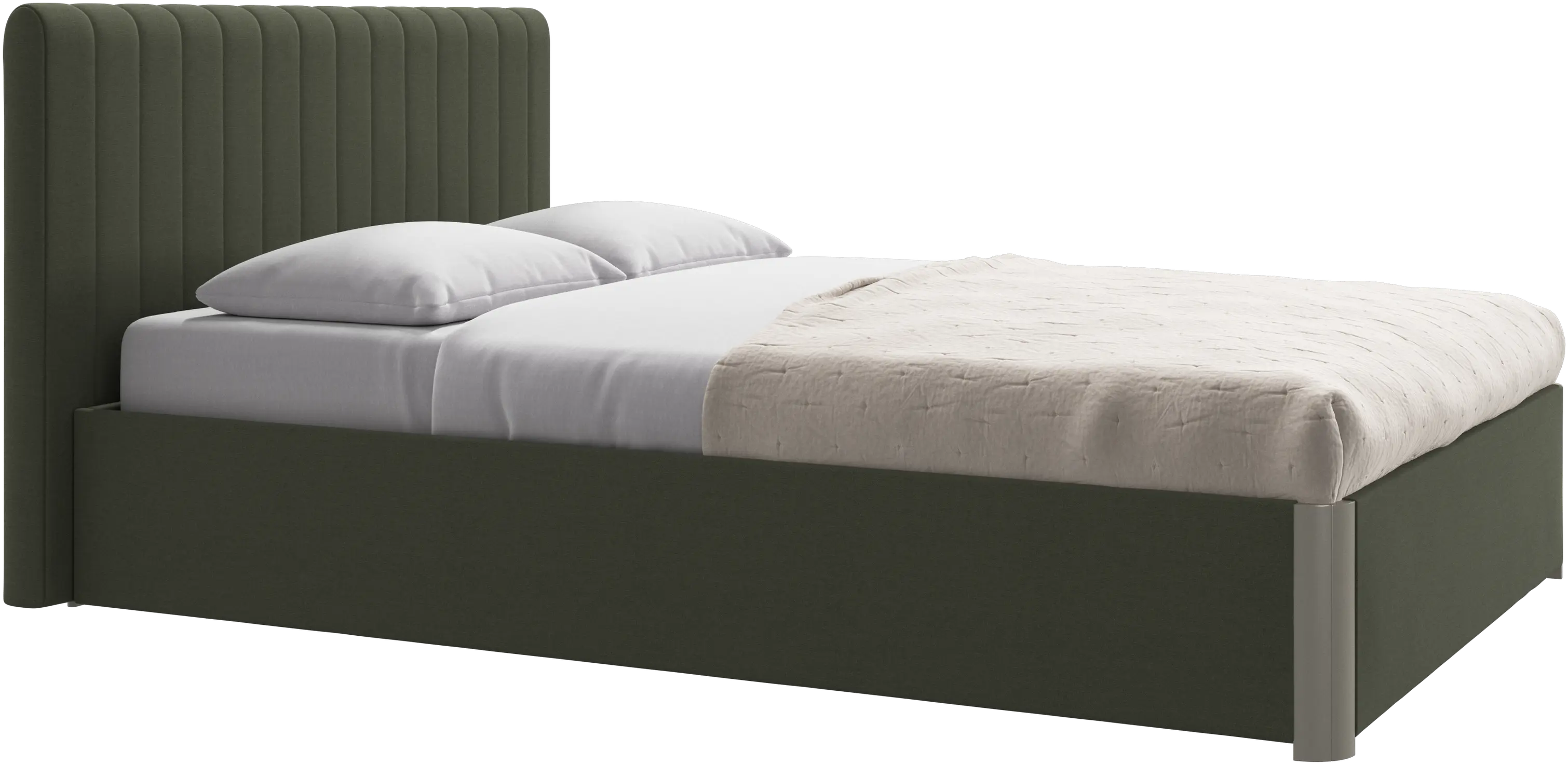 Element cama, cabecero montado en la cama, con láminas y solución de almacenamiento, excl. colchón