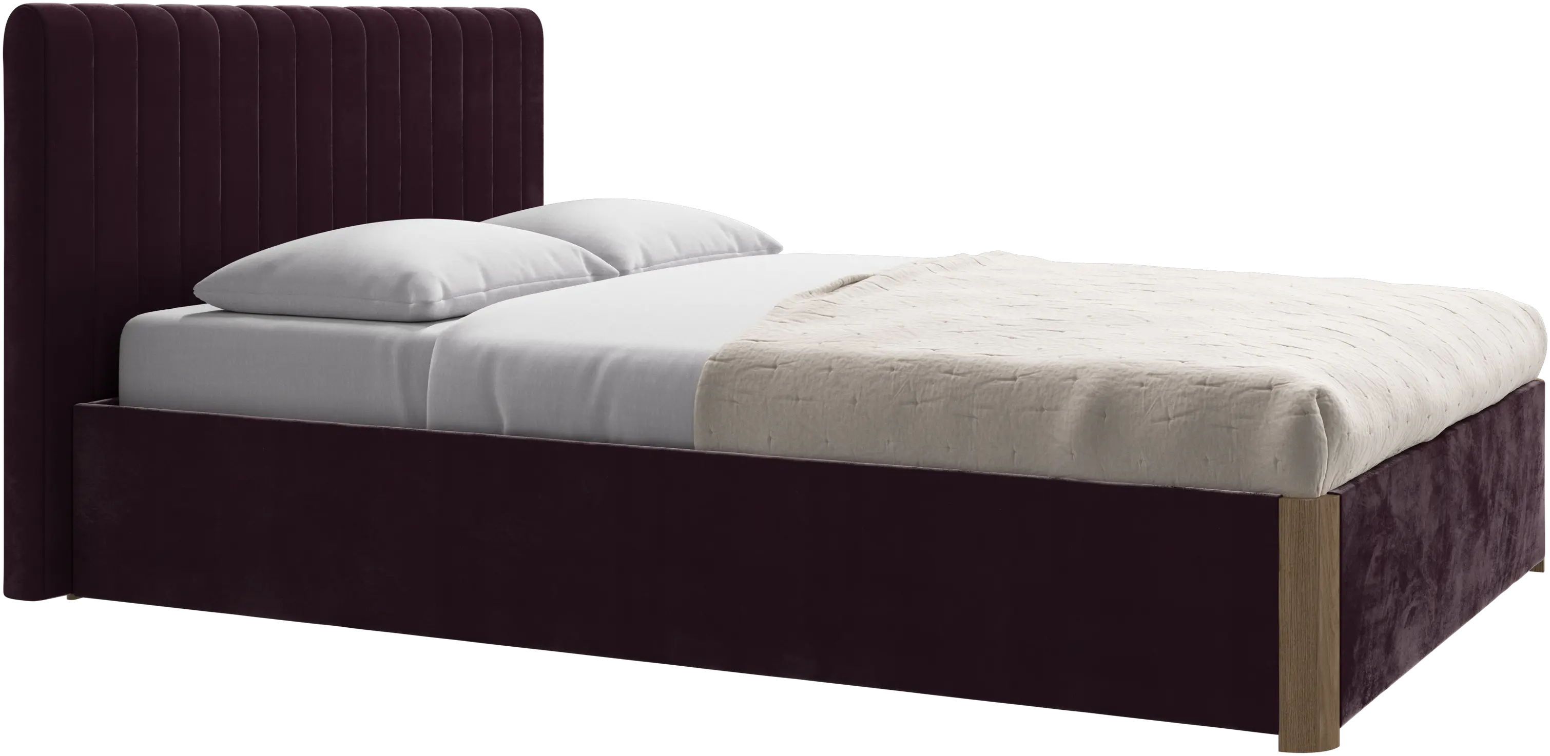 Element bed, bed-mounted headboard, with slats and storage solution, excl. mattress