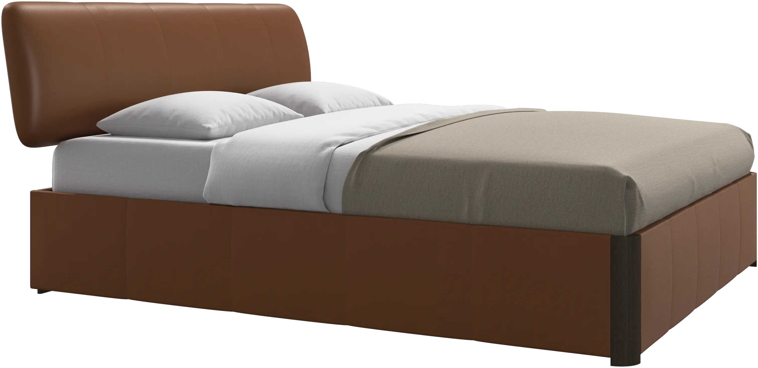 Element lit, tête de lit fixée au lit, avec lattes et solution de stockage, excl. matelas