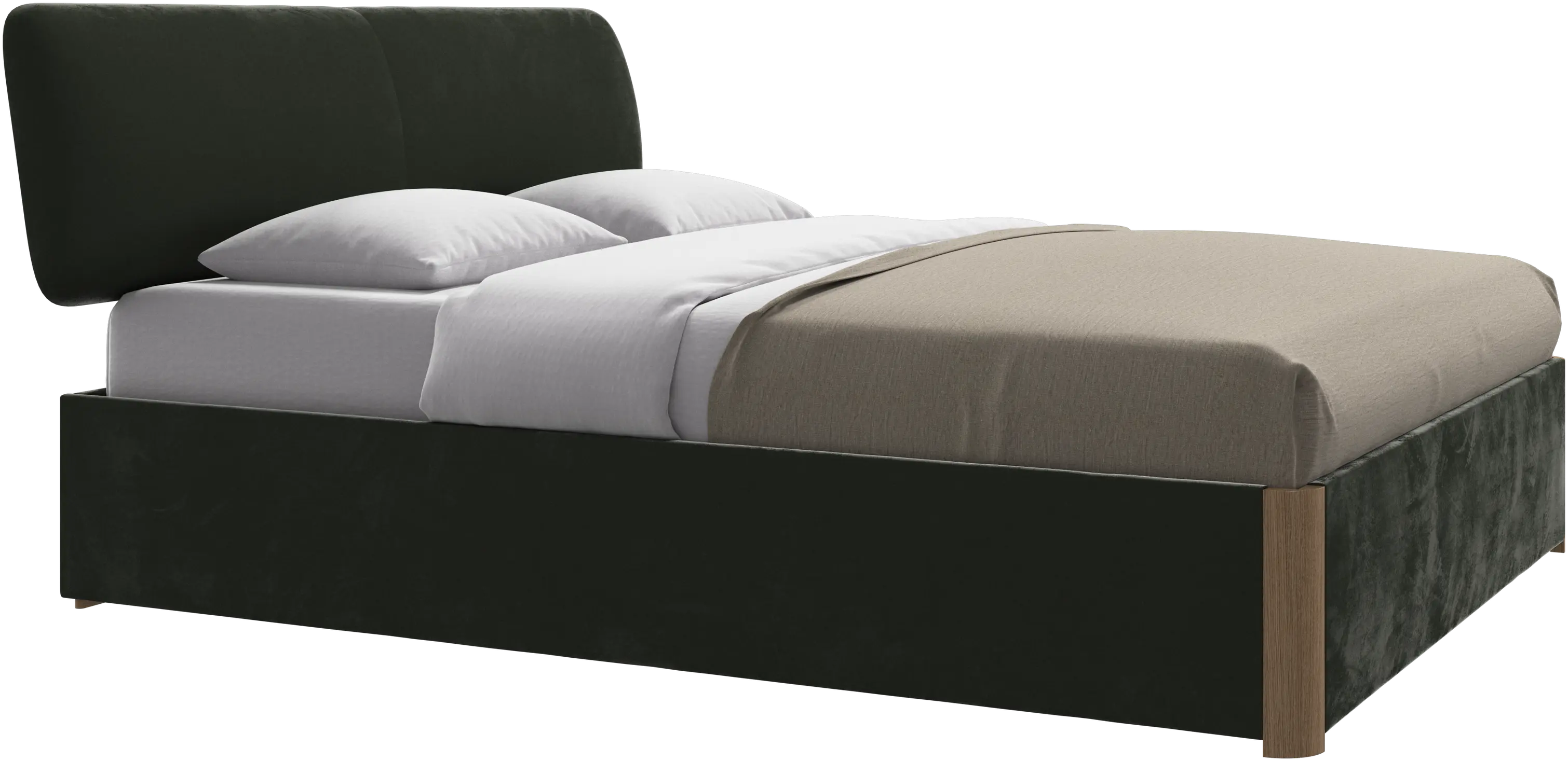 Element bed, bed-mounted headboard, with slats and storage solution, excl. mattress