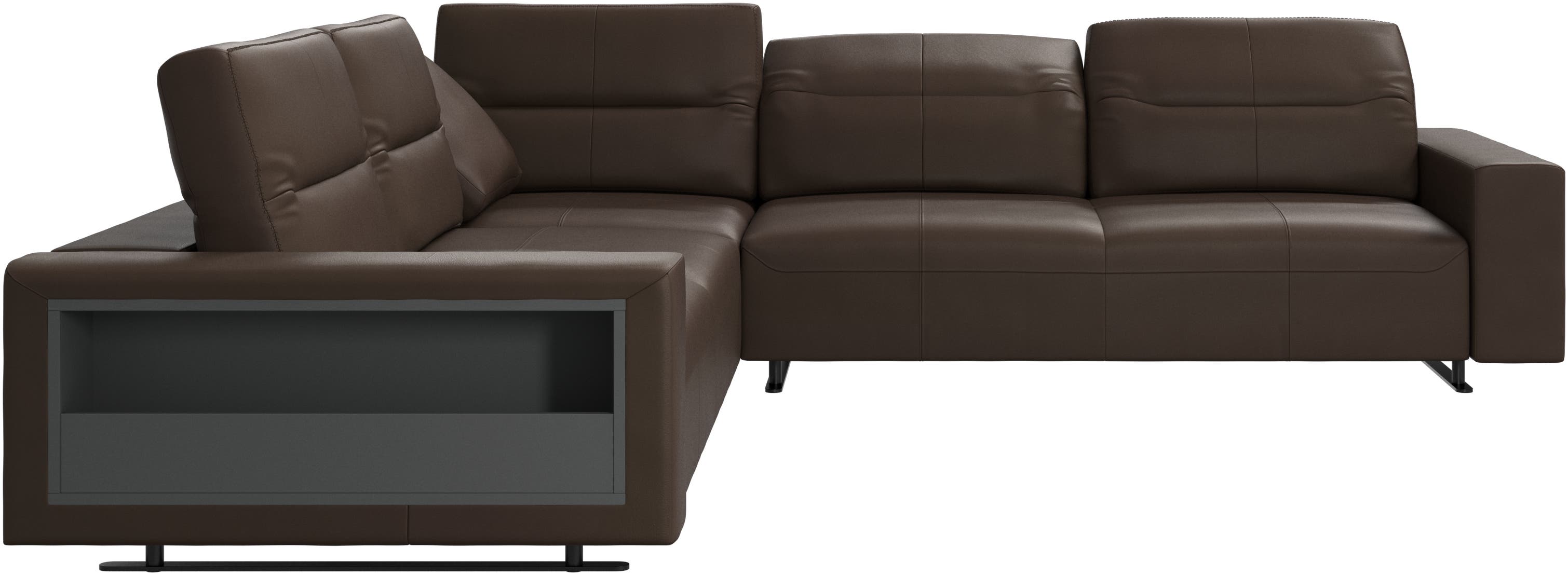 Γωνιακός καναπές Hampton με ρυθμιζόμενη πλάτη και αποθηκευτικό χώρο