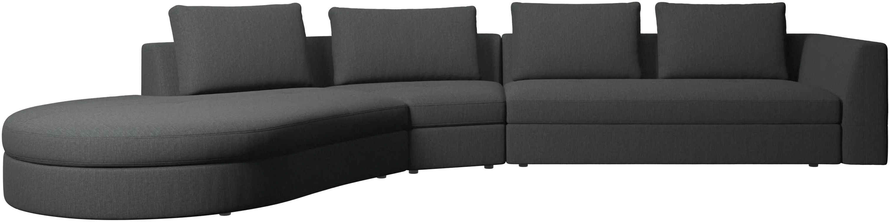 Bergamo sofa with round lounging unit, left