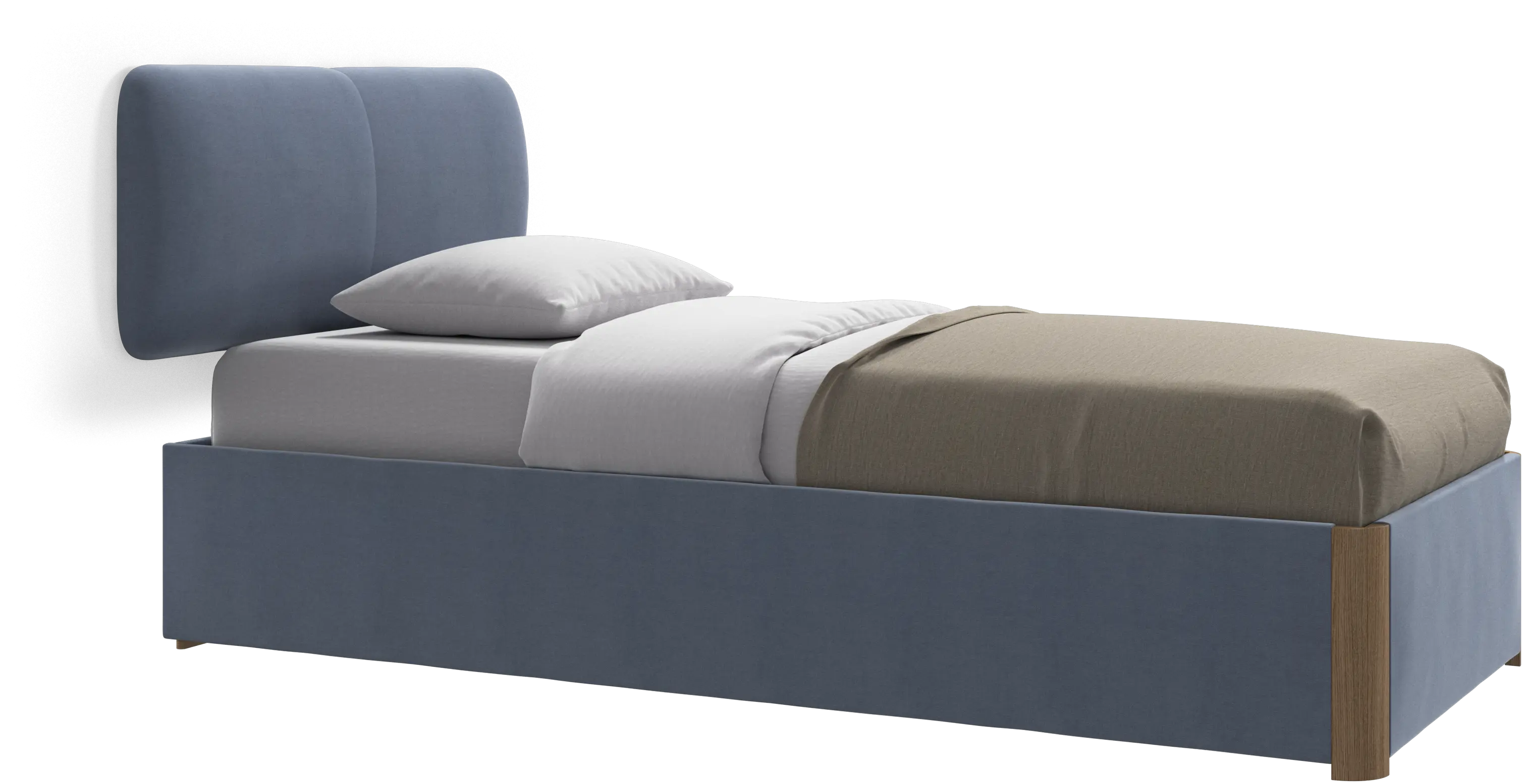 Element bed, wall-mounted headboard, with slats and storage solution, excl. mattress