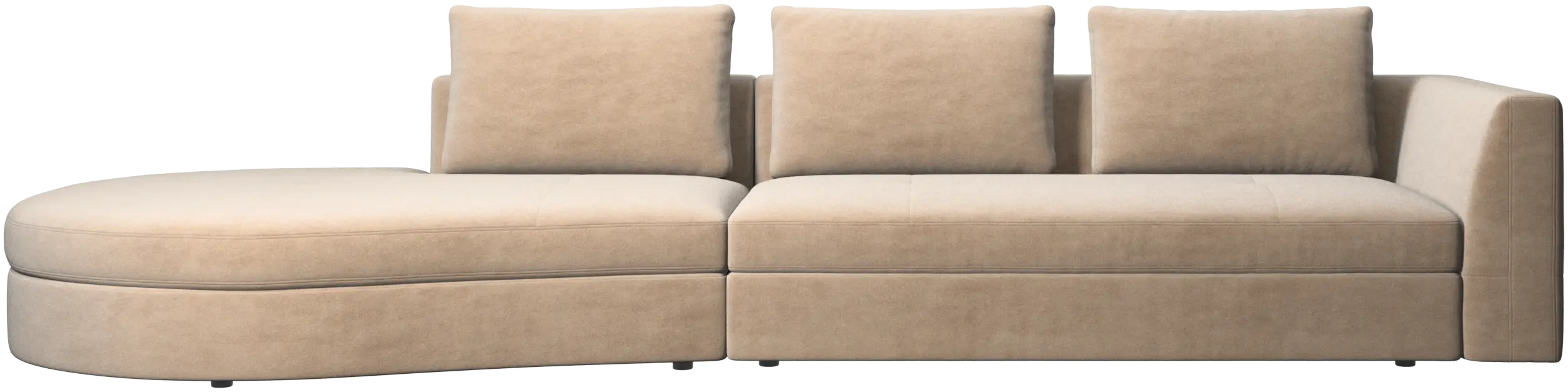 Bergamo sofa with round lounging unit, left