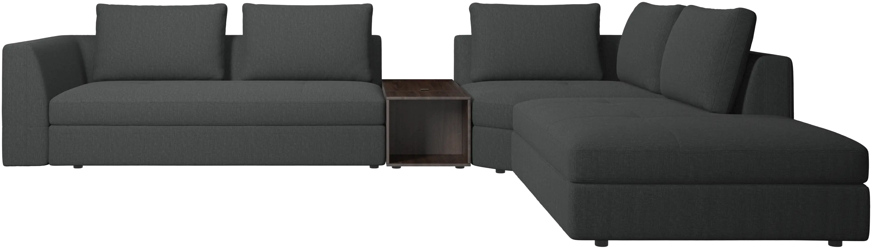 Bergamo corner sofa with lounging unit and footstool w/storage