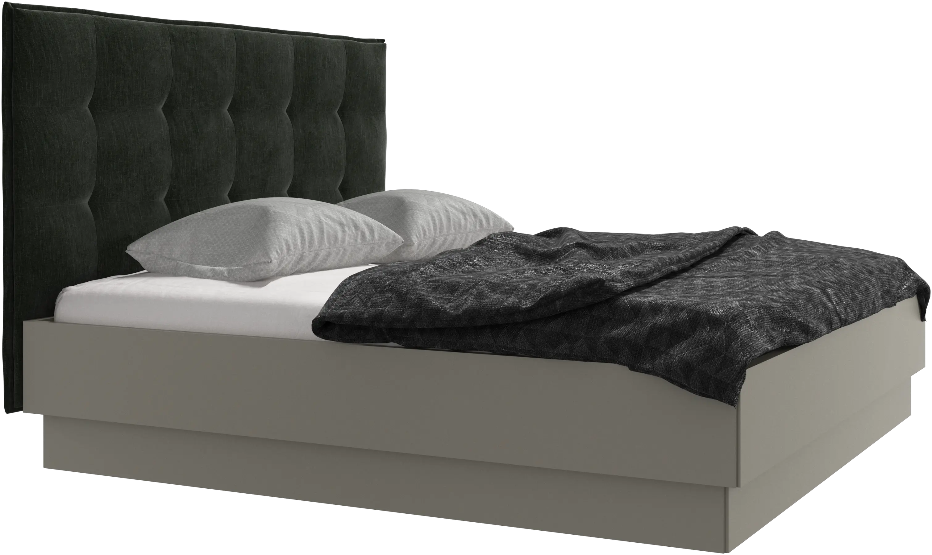 Lit Lugano avec rangement intégré, sommier inclus, hors matelas