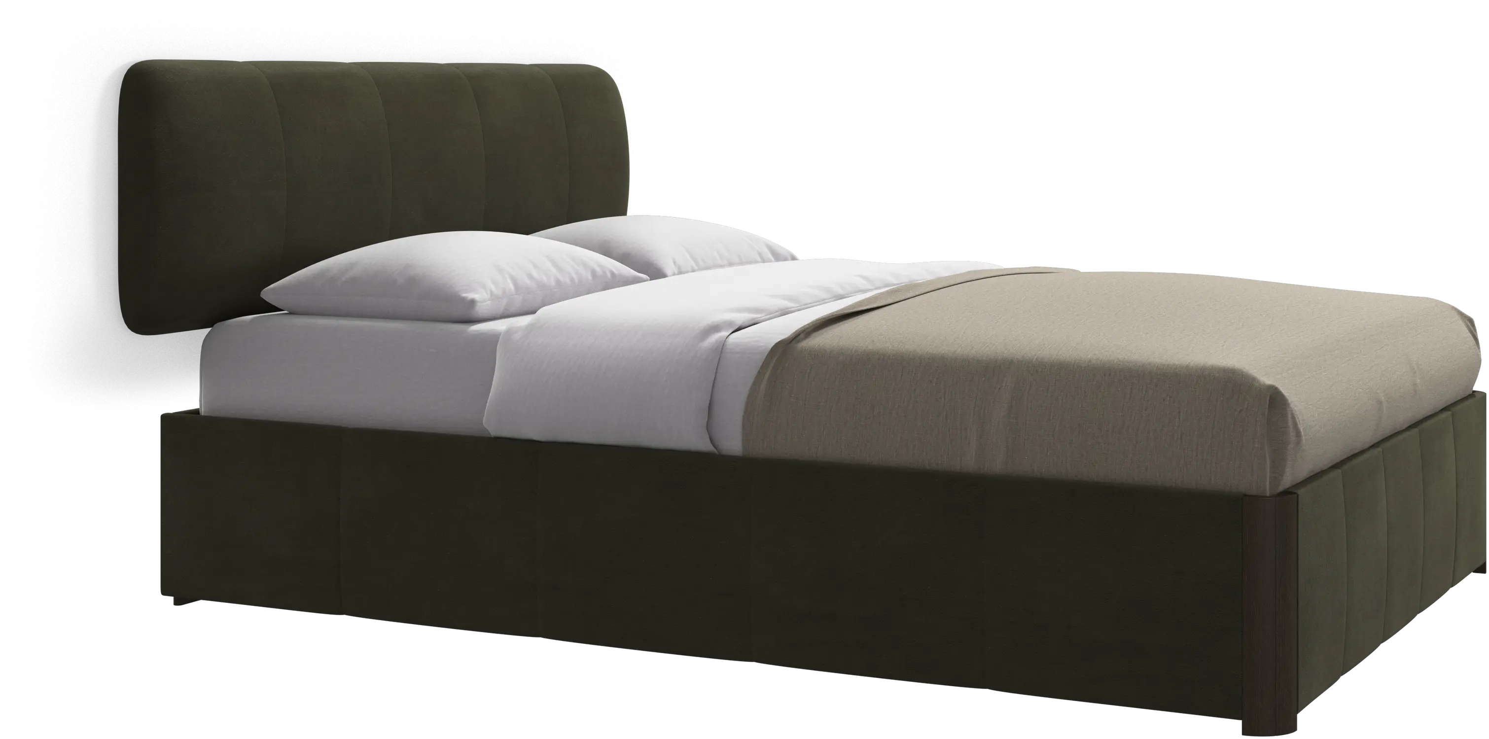 Element bed, wall-mounted headboard, with slats and storage solution, excl. mattress