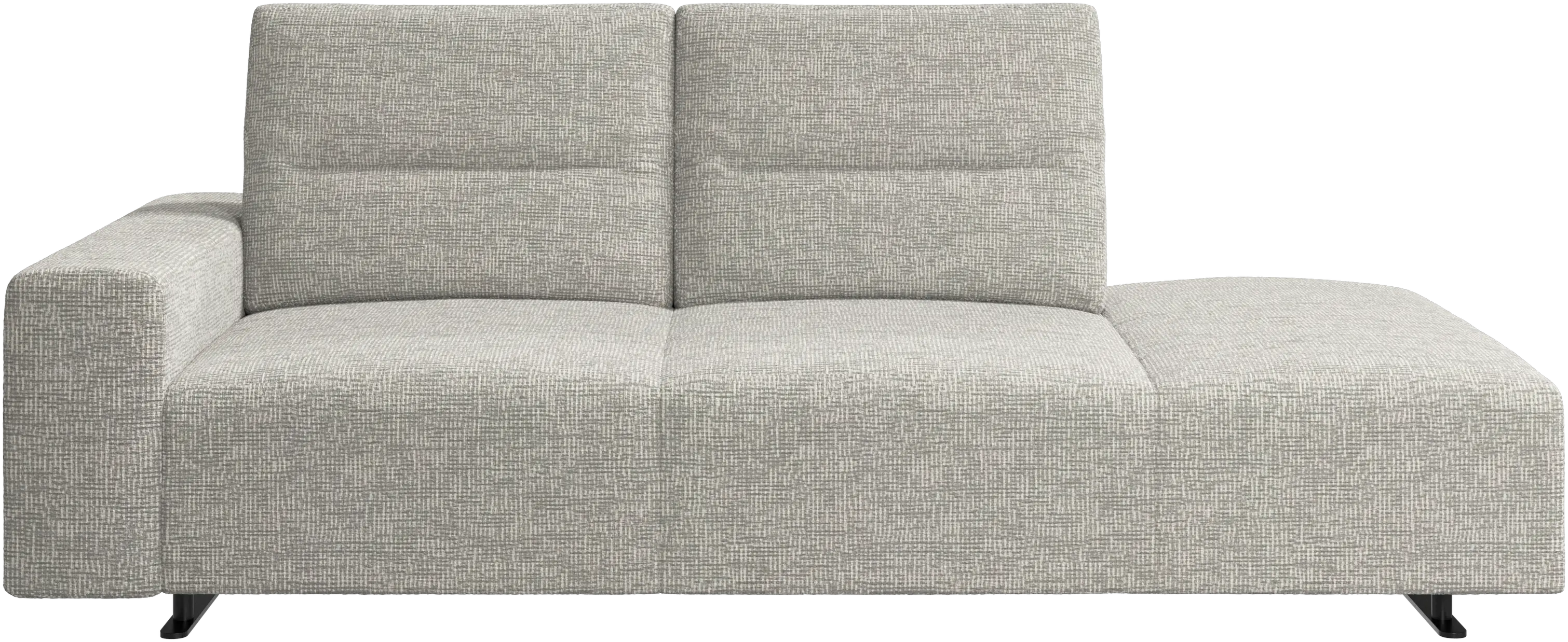 Hampton sofa with adjustable back and lounging unit right side, armrest left