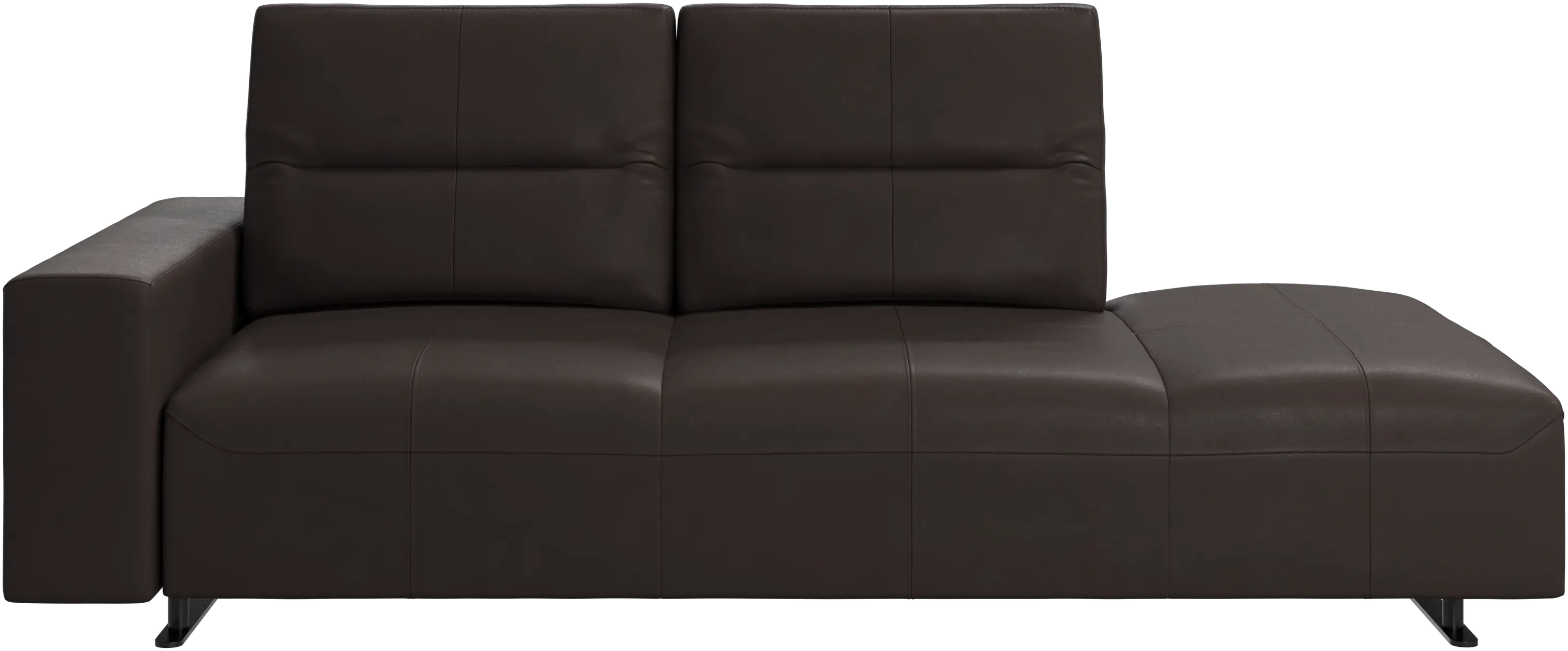 Hampton sofa with adjustable back and lounging unit right side, armrest left