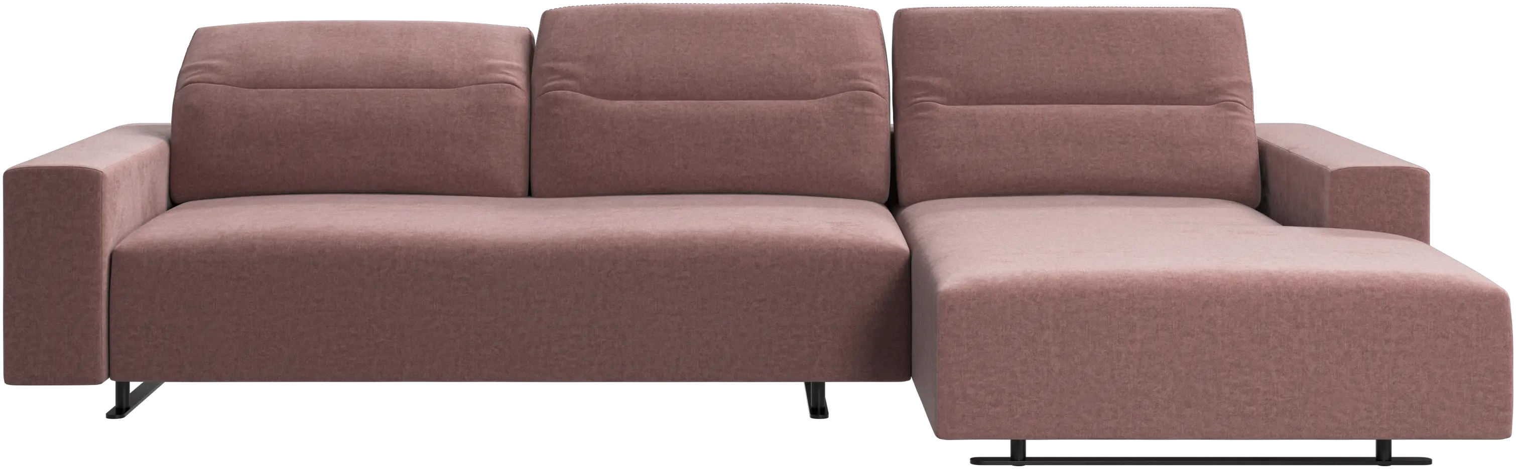 Hampton sofa with adjustable back, resting unit and storage right side