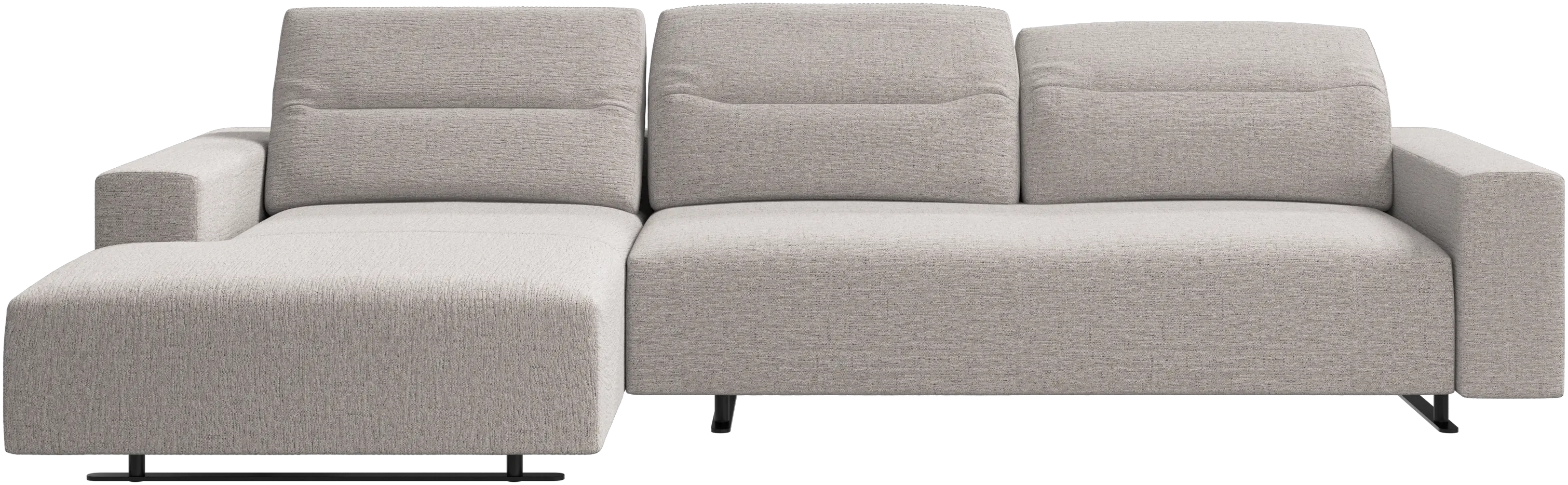 Hampton sofa with adjustable back and resting unit left side, storage right side