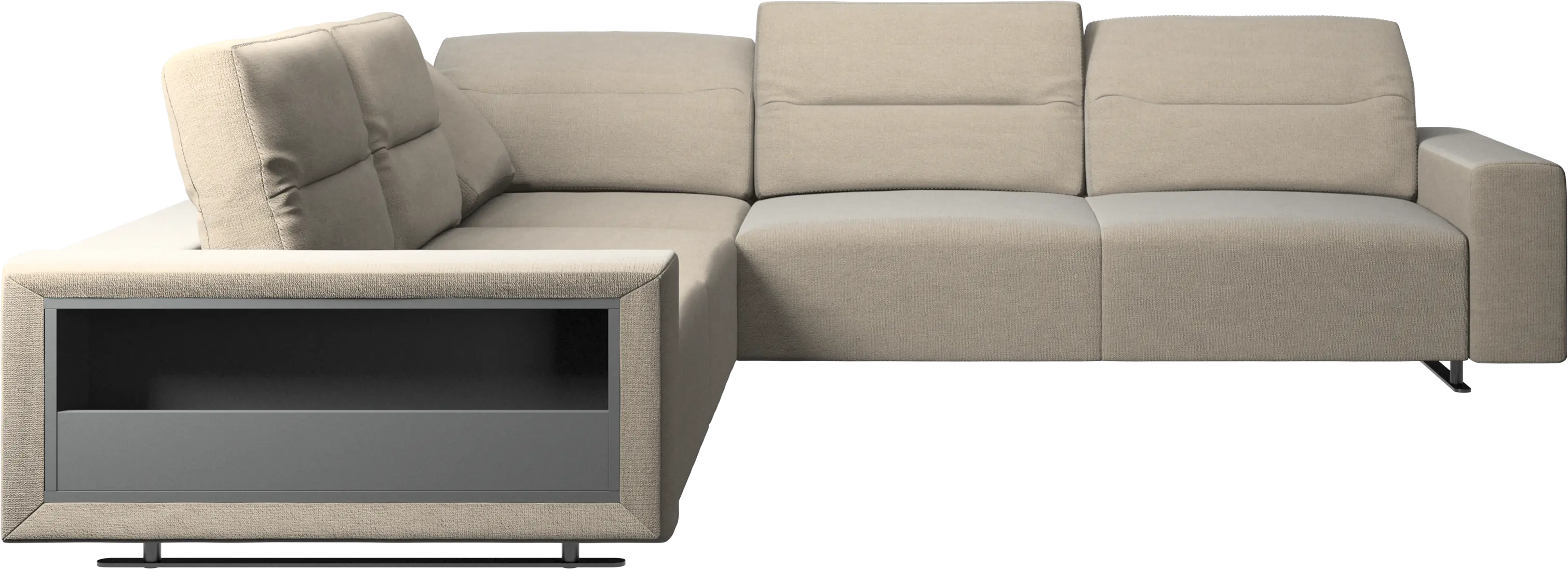 Hampton corner sofa with adjustable back and storage on left side