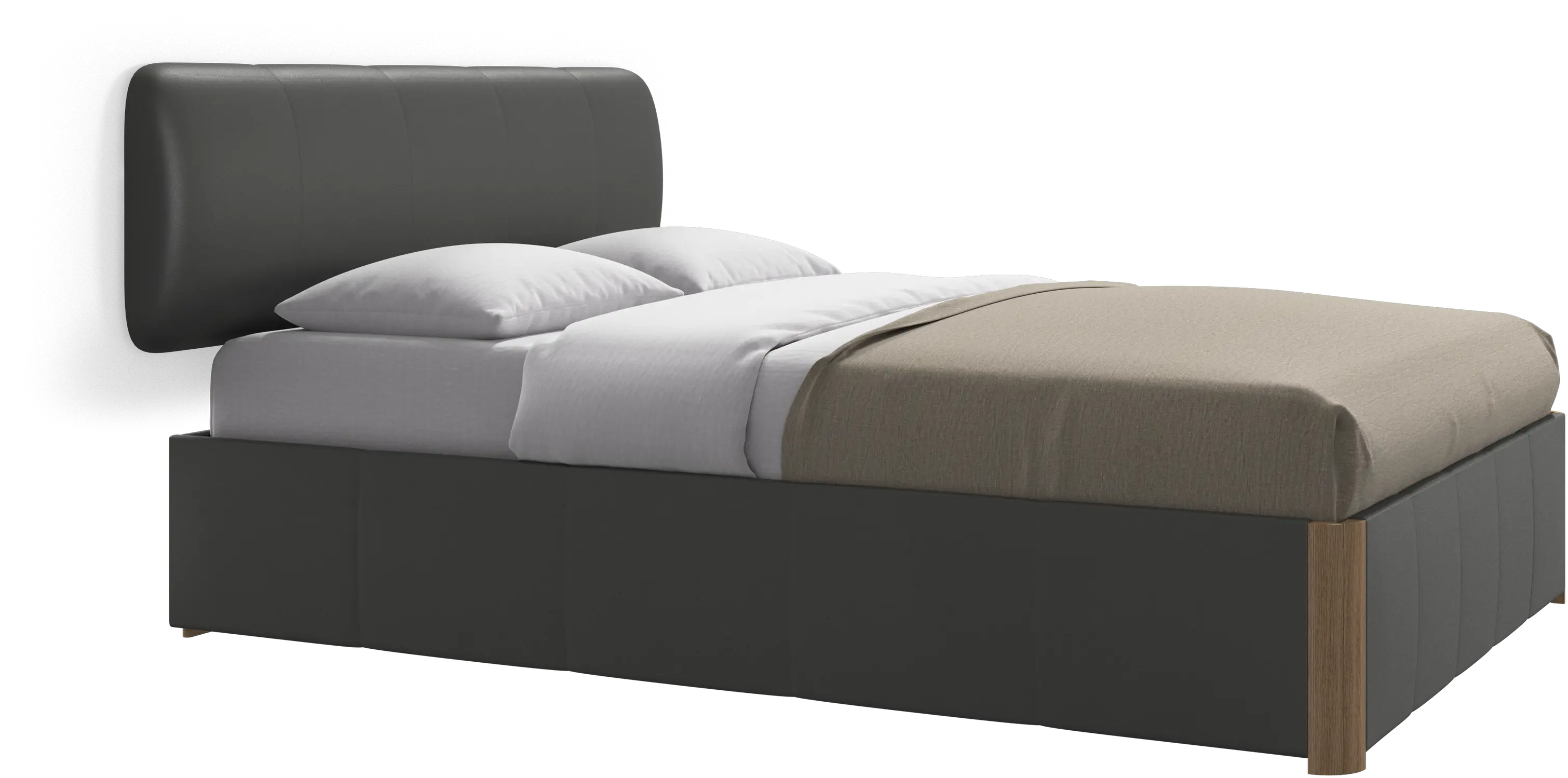 Element bed, wall-mounted headboard, with slats and storage solution, excl. mattress