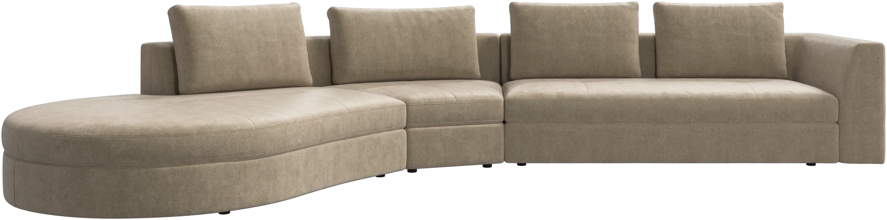Bergamo sofa with round lounging unit, left