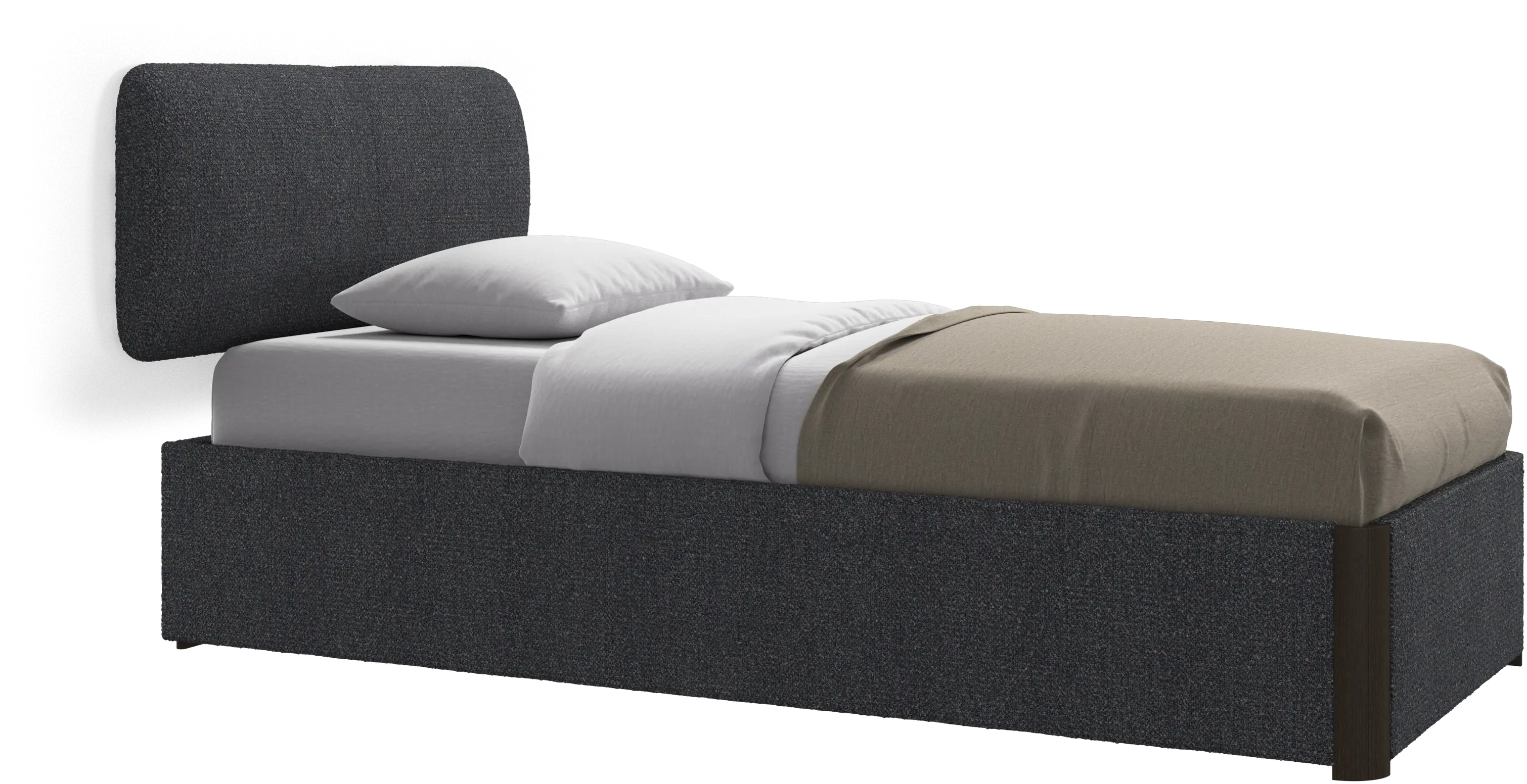 Element bed, wall-mounted headboard, with slats and storage solution, excl. mattress