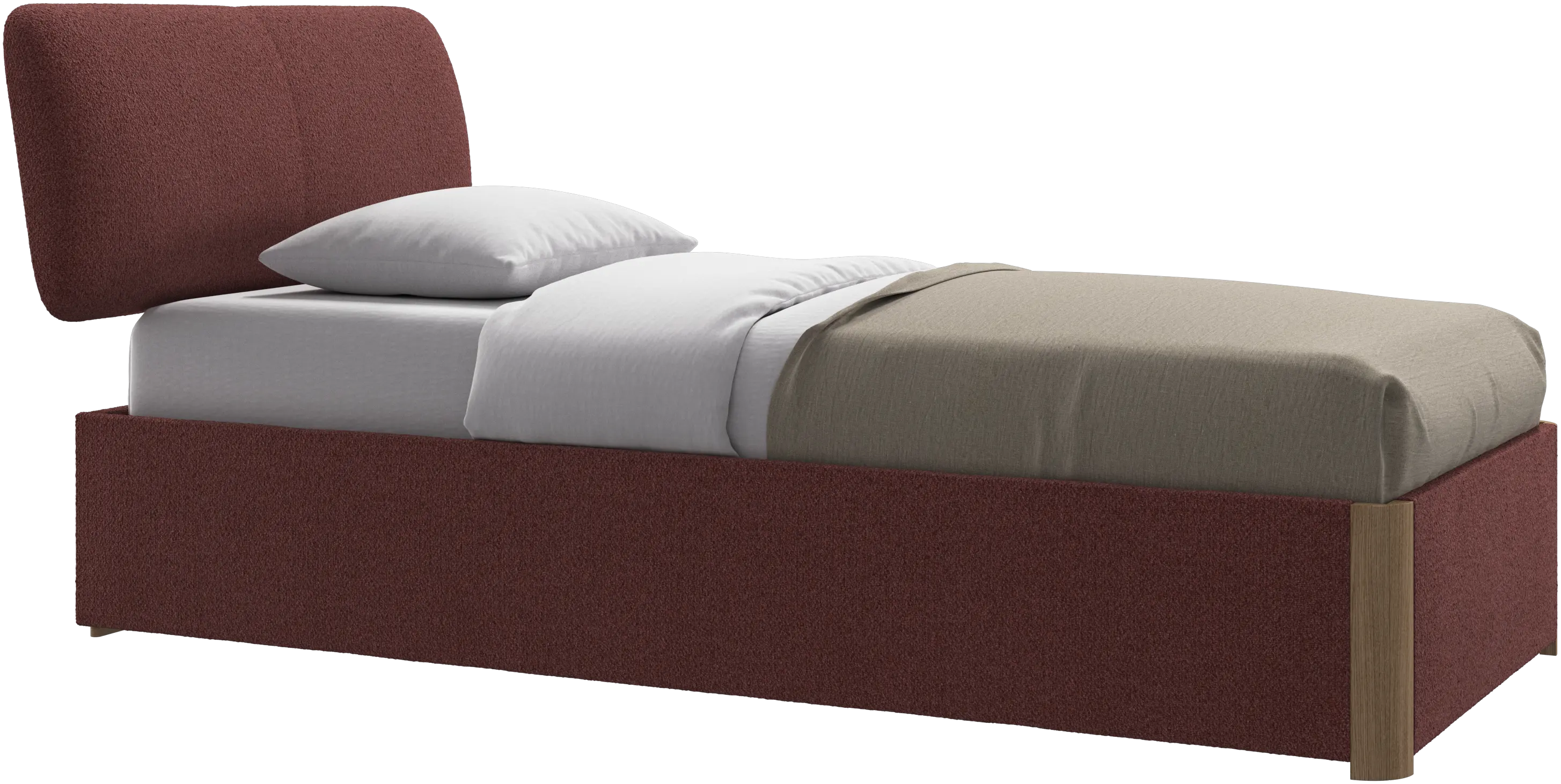Element lit, tête de lit fixée au lit, avec lattes et solution de stockage, excl. matelas
