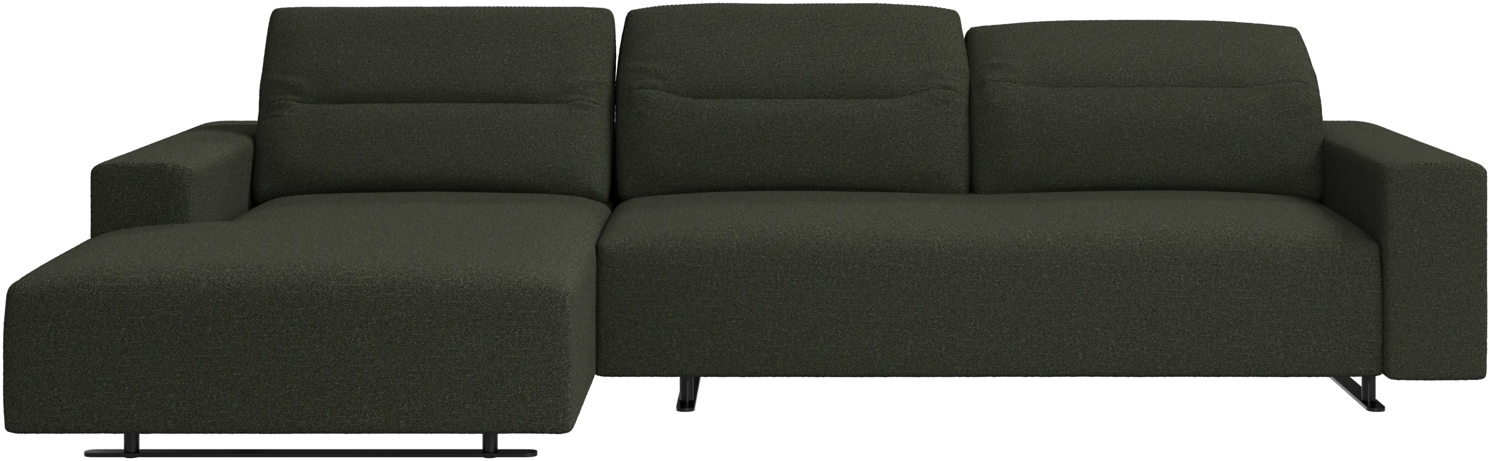 Hampton sofa with adjustable back and resting unit left side, storage right side