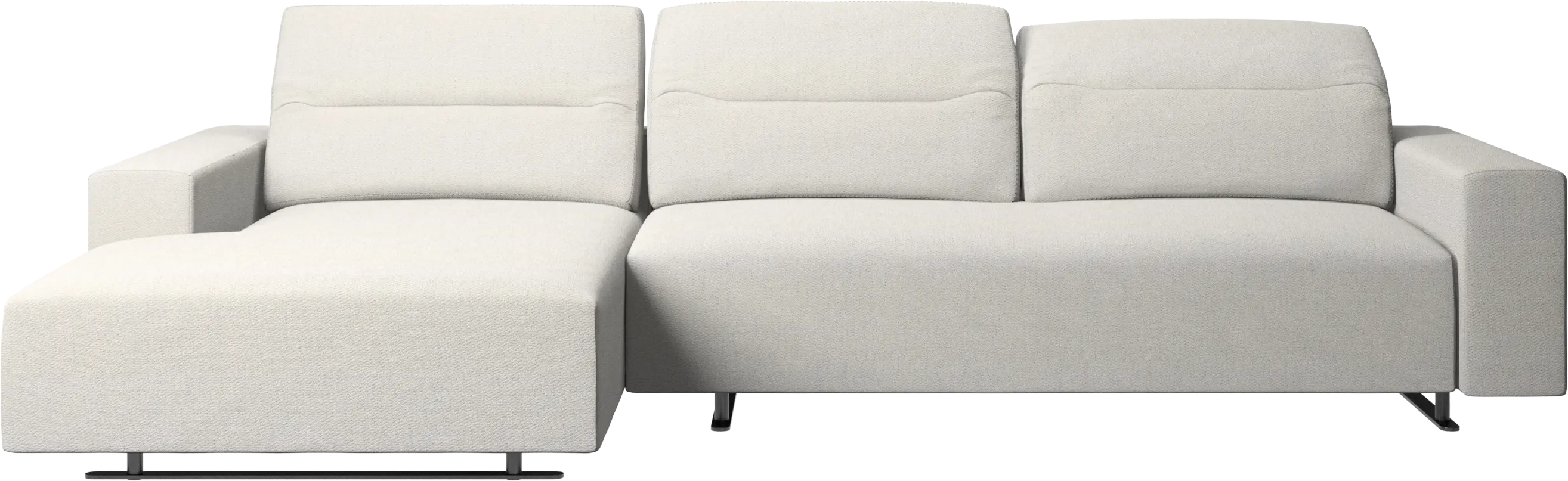 Hampton sofa with adjustable back, resting unit and storage left side