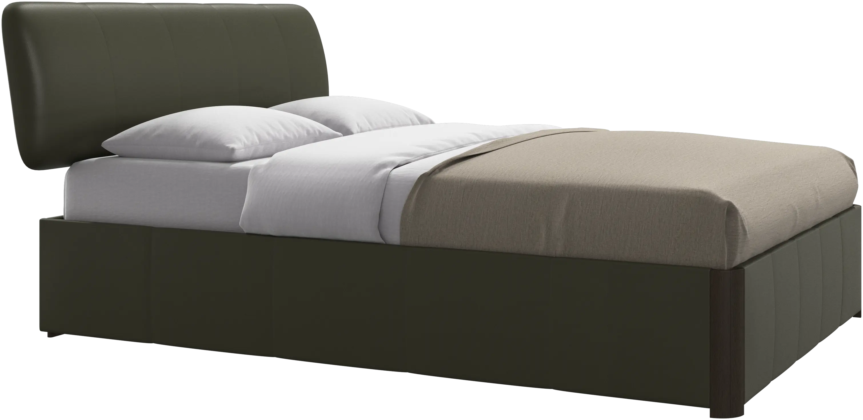 Element lit, tête de lit fixée au lit, avec lattes et solution de stockage, excl. matelas