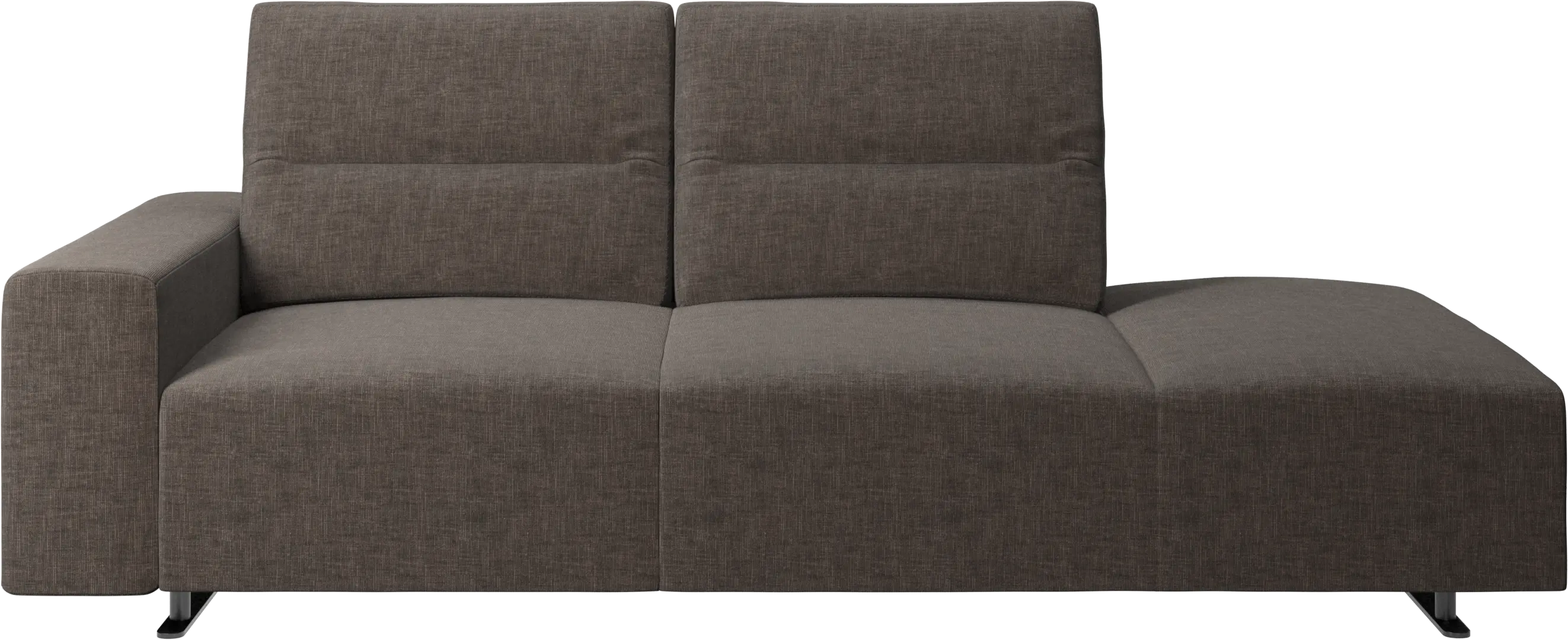 Hampton sofa with adjustable back and lounging unit right side, armrest left