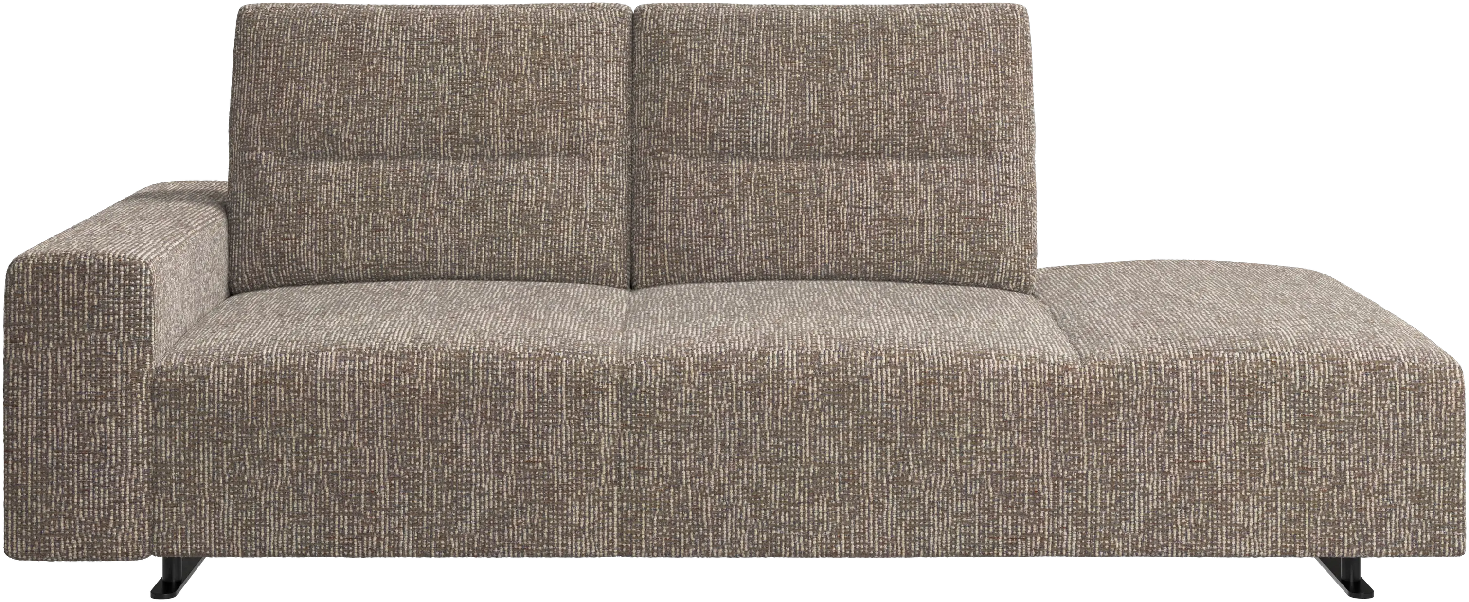 Hampton sofa with adjustable back and lounging unit right side, armrest left