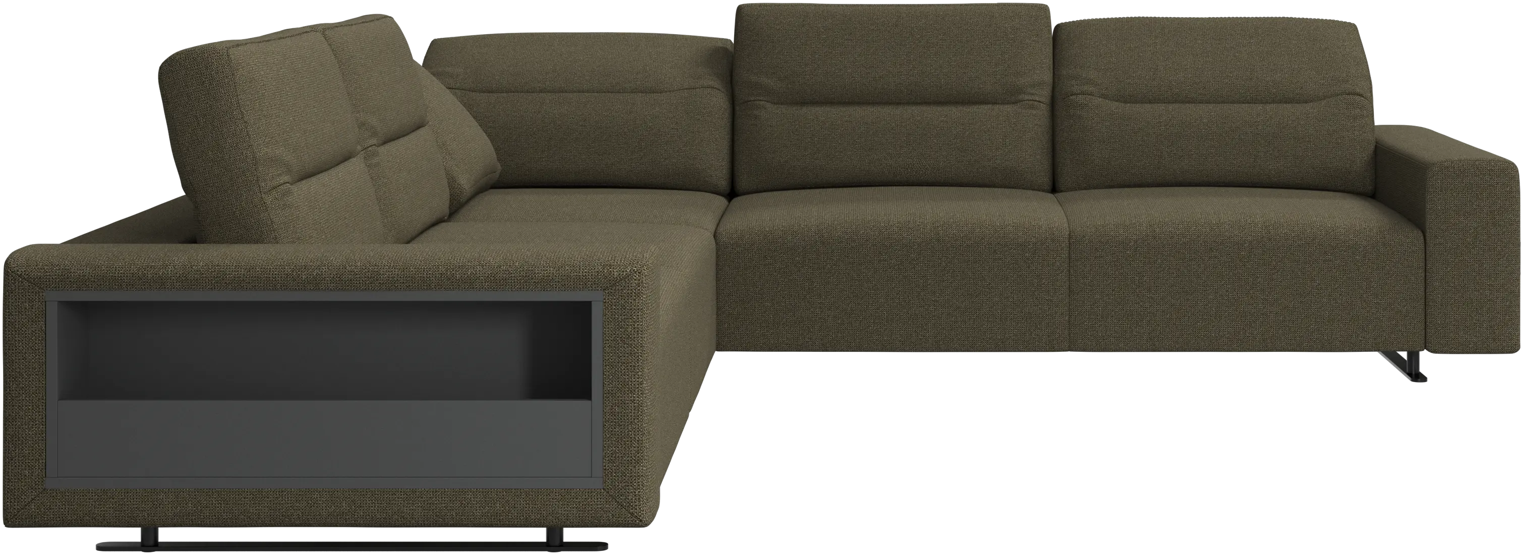 Hampton corner sofa with adjustable back and storage on left side