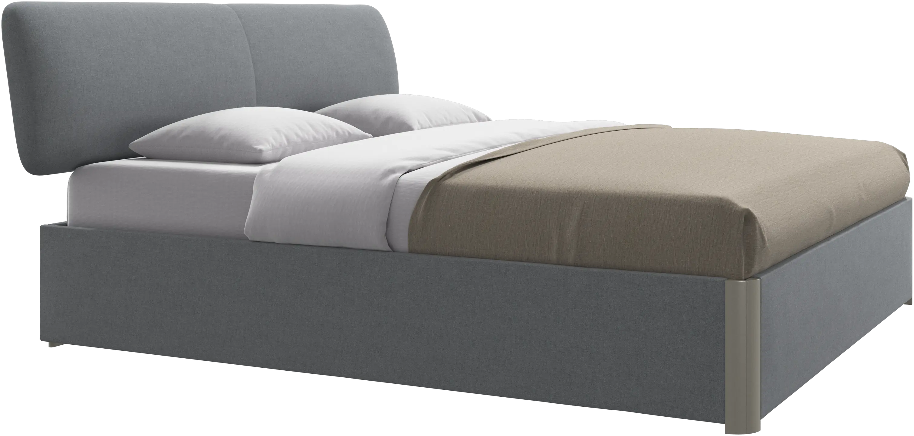 Element lit, tête de lit fixée au lit, avec lattes et solution de stockage, excl. matelas